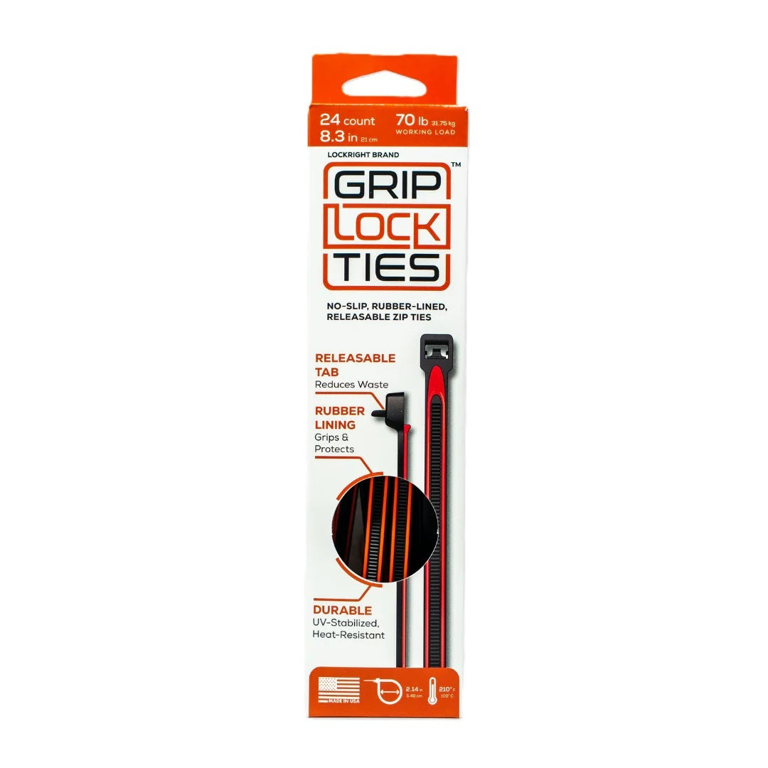 GripLockTies G8-BKRD-X24 Zip Ties 8in Releasable Black / Red 24pk GripLockTies G8-BKRD-X24