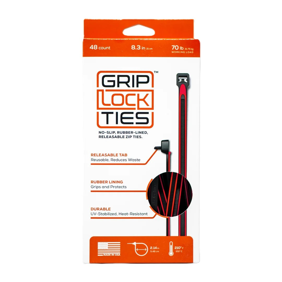 GripLockTies G8-BKRD-X48 Zip Ties 8in Releasable Black / Red 48pk GripLockTies G8-BKRD-X48