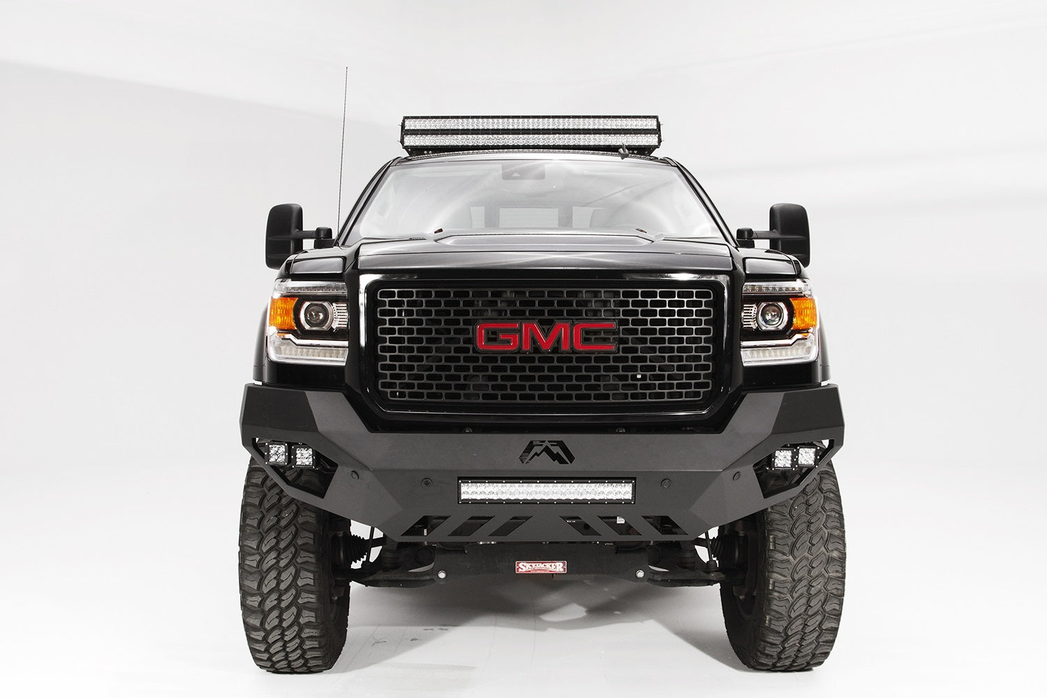 Fab Fours GM15-V3151-B Vengeance Front Bumper; Uncoated/Paintable; Sensor Bumper; No Guard; [AWSL]; Fab Fours GM15-V3151-B