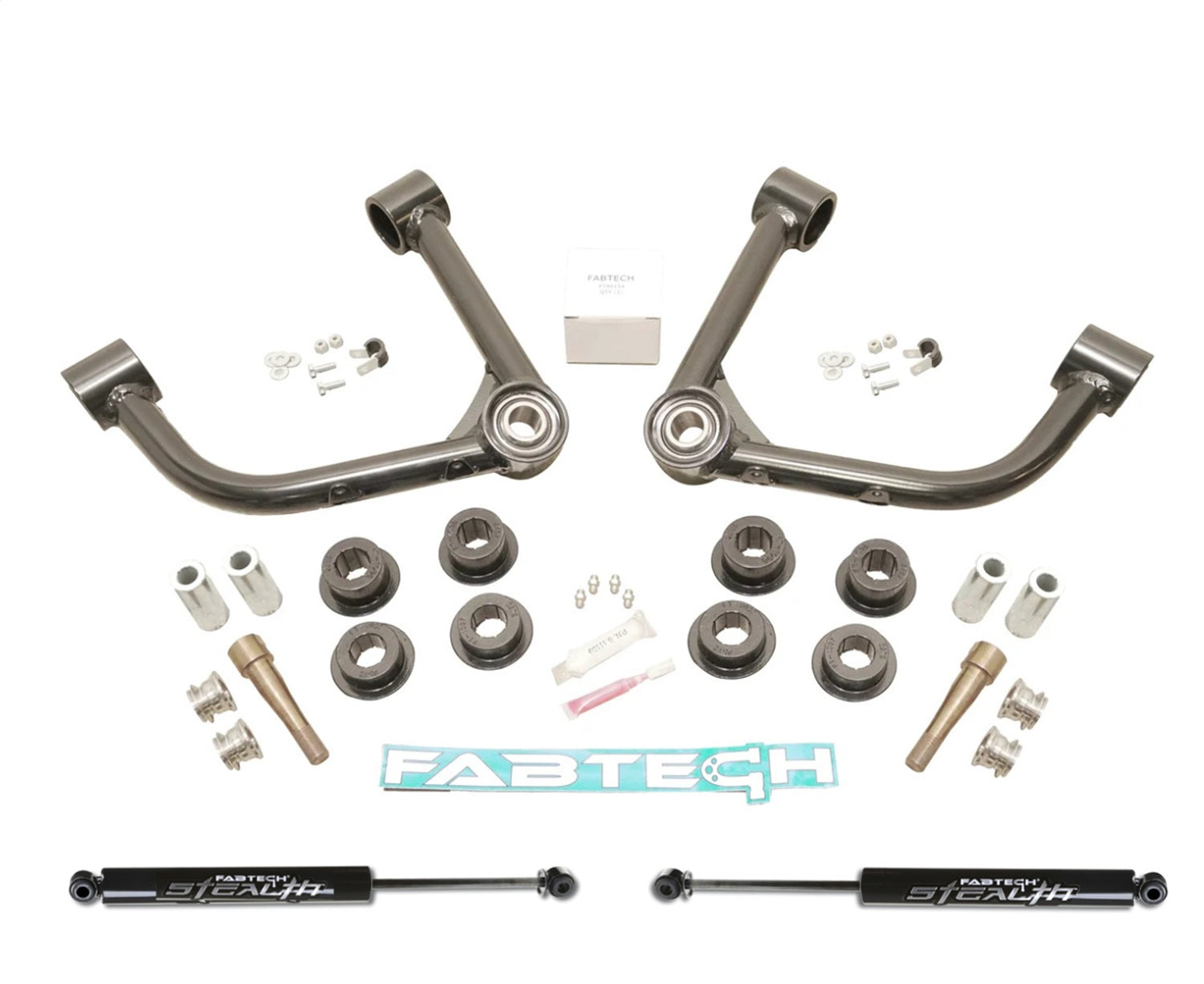 Fabtech K1204 Uniball UCA Lift System w/Shocks; 3 in. Lift; Rear; Stealth Shocks; Fabtech K1204