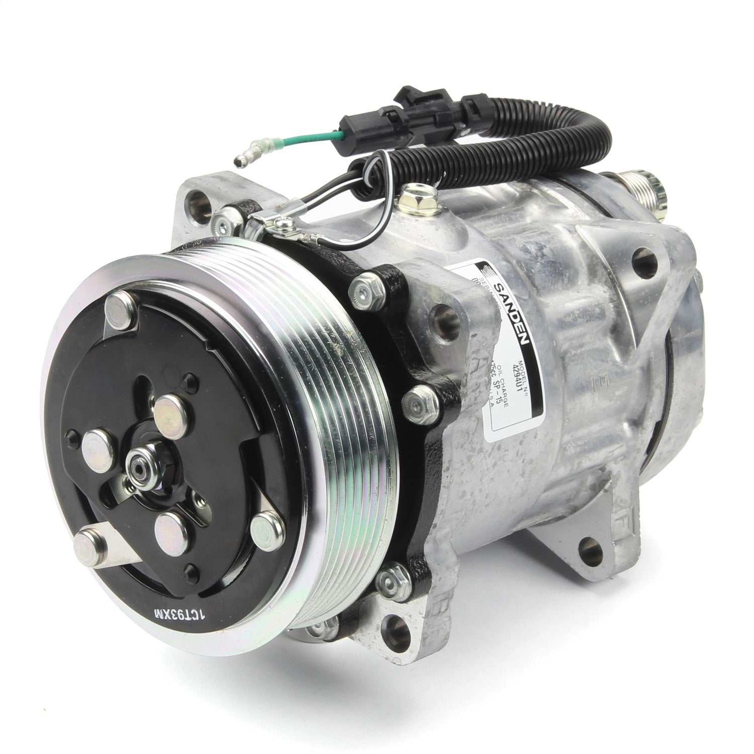 Lokar GMLS5025 Sanden 709 Air Conditioning Compressor; Cast Finish; Lokar GMLS5025