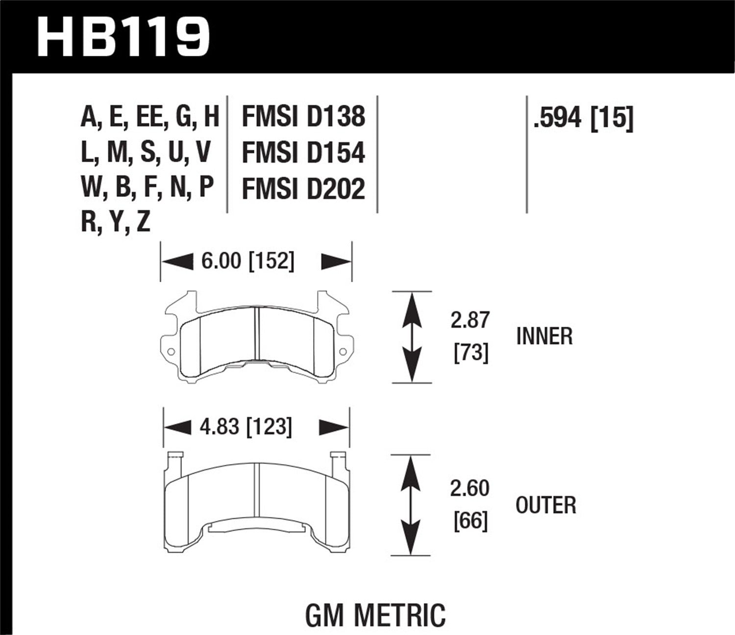 Hawk Performance HB119E.594 Blue 9012 Disc Brake Pad; 0.594 Thickness; Hawk Performance HB119E.594