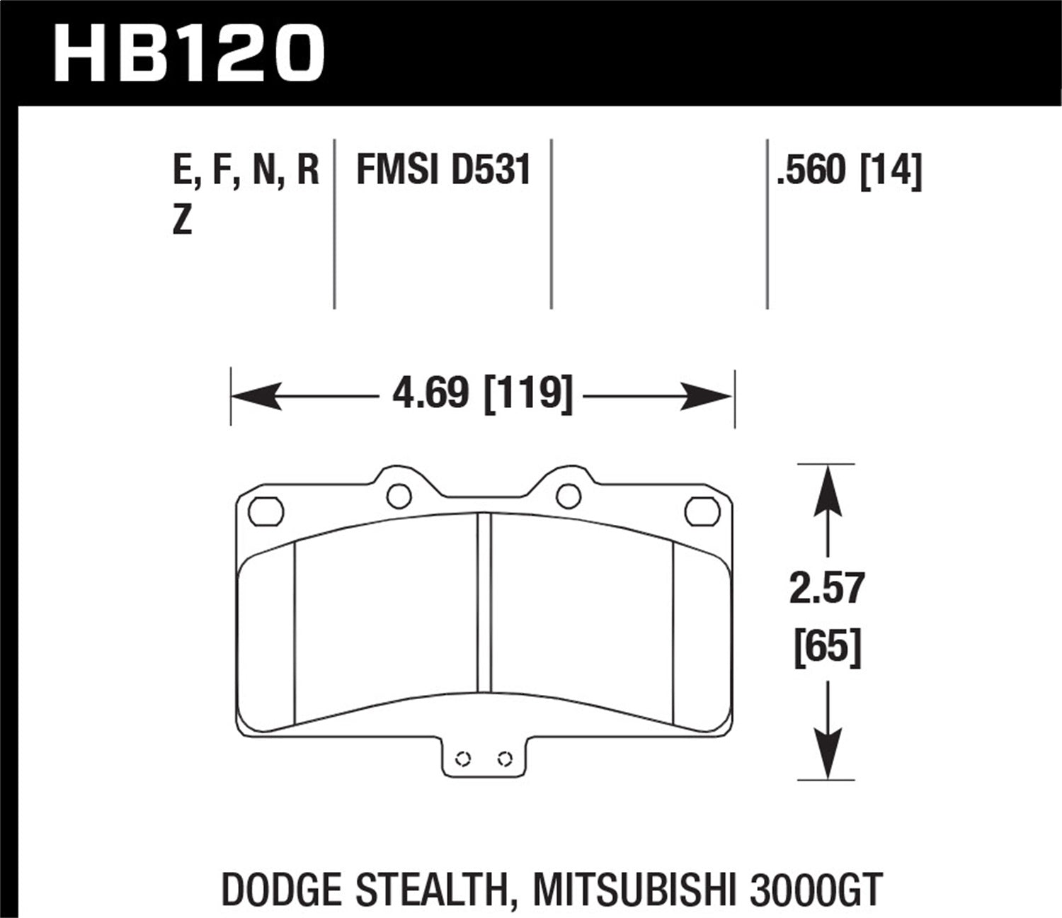 Hawk Performance HB120E.560 Blue 9012 Disc Brake Pad; 0.560 Thickness; Hawk Performance HB120E.560