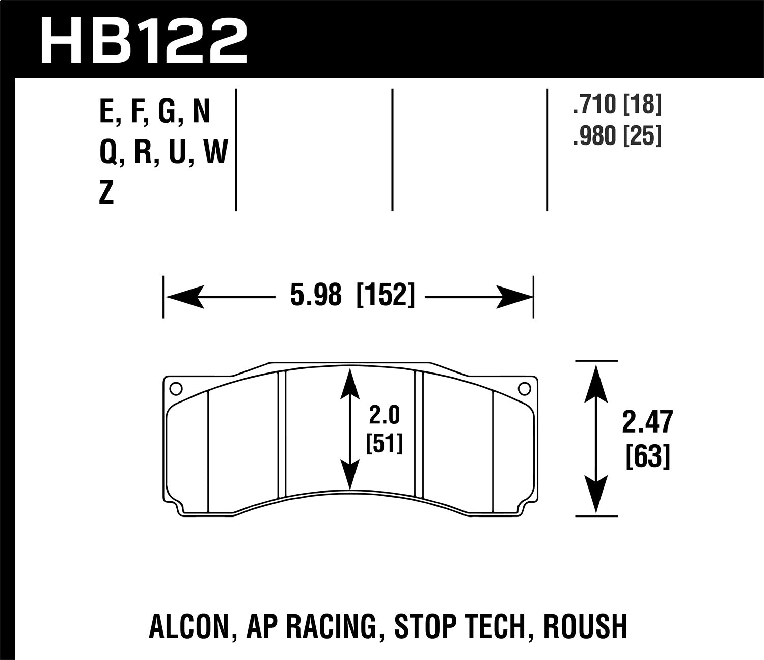 Hawk Performance HB122Q.710 DTC-80 Disc Brake Pad; 0.710 Thickness; Hawk Performance HB122Q.710