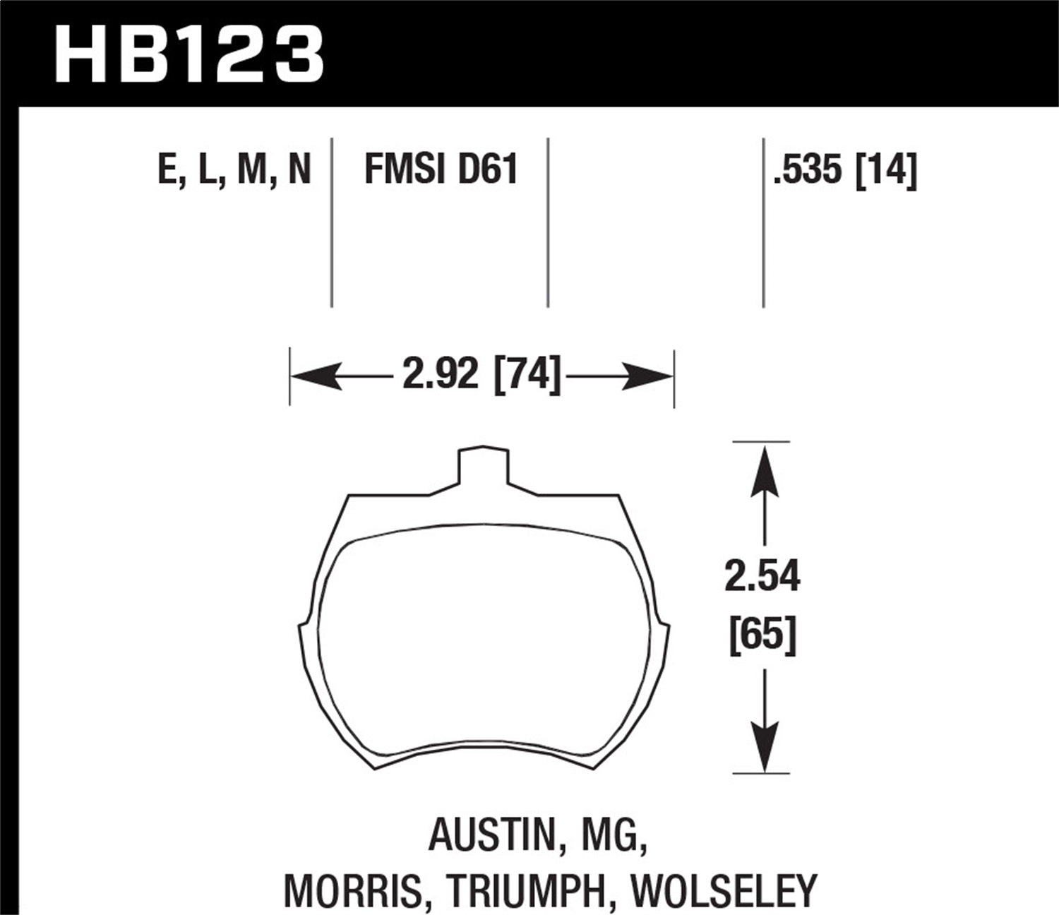 Hawk Performance HB123E.535 Blue 9012 Disc Brake Pad; 0.535 Thickness; Hawk Performance HB123E.535