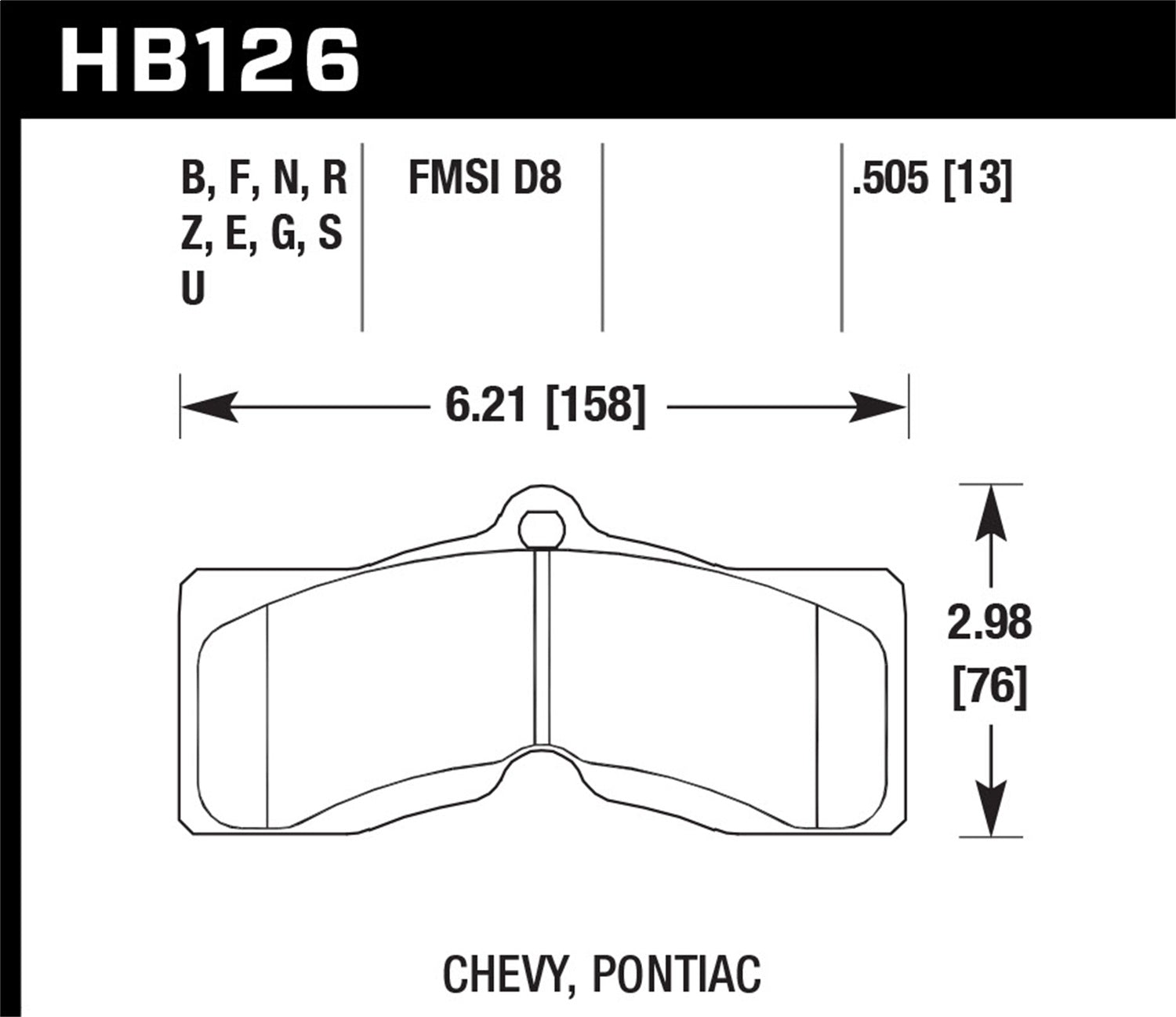 Hawk Performance HB126E.505 Blue 9012 Disc Brake Pad; 0.505 Thickness; Hawk Performance HB126E.505
