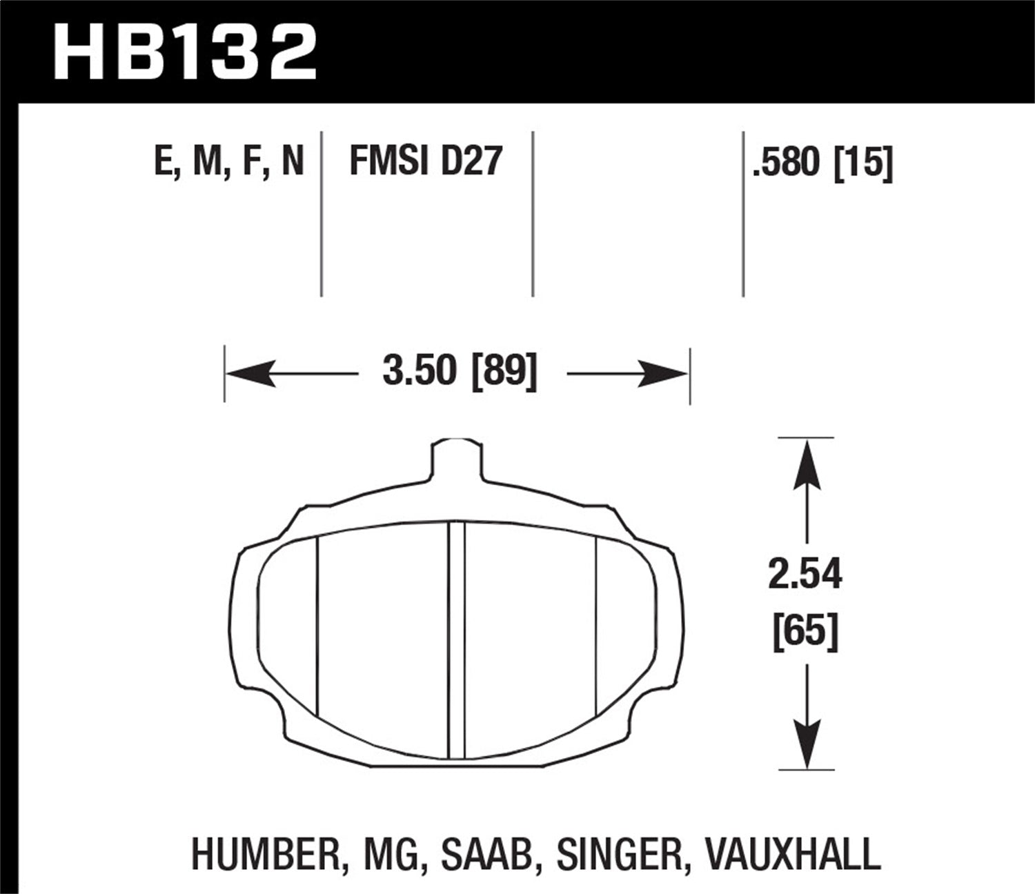 Hawk Performance HB132E.580 Blue 9012 Disc Brake Pad; 0.580 Thickness; Hawk Performance HB132E.580