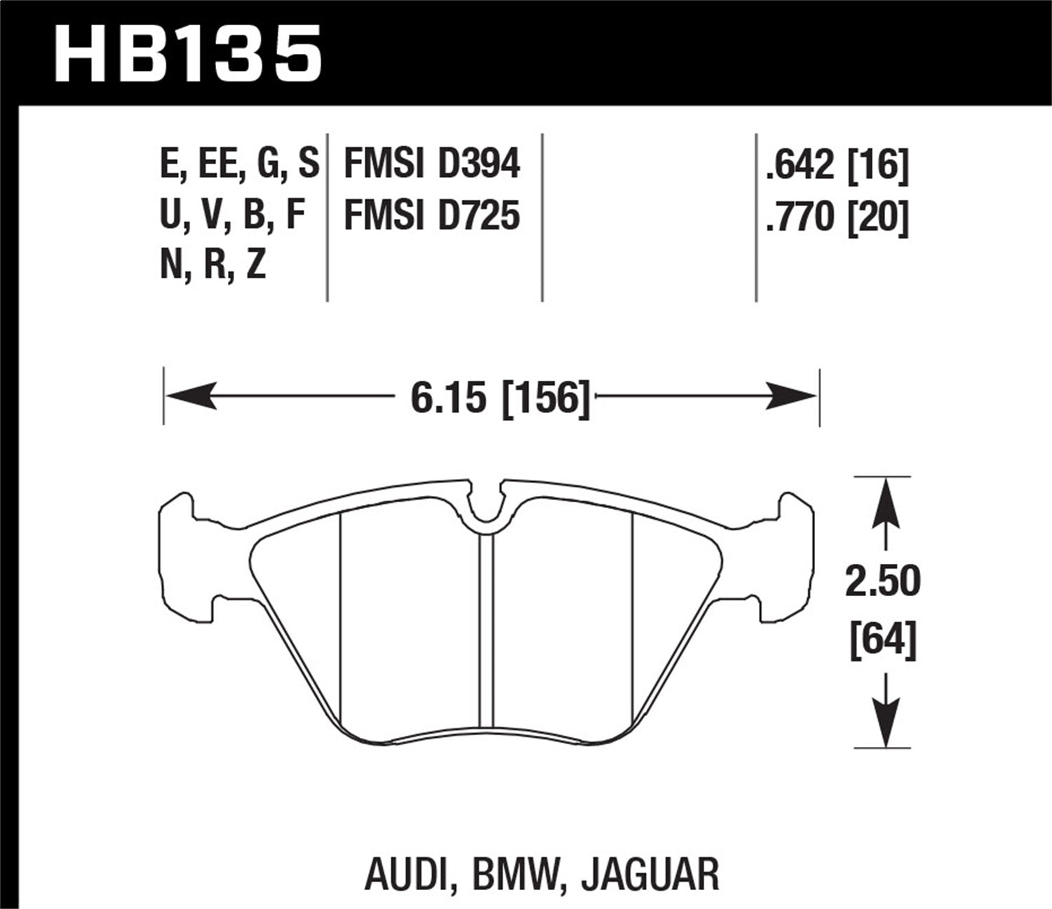 Hawk Performance HB135E.642 Blue 9012 Disc Brake Pad; 0.642 Thickness; Hawk Performance HB135E.642