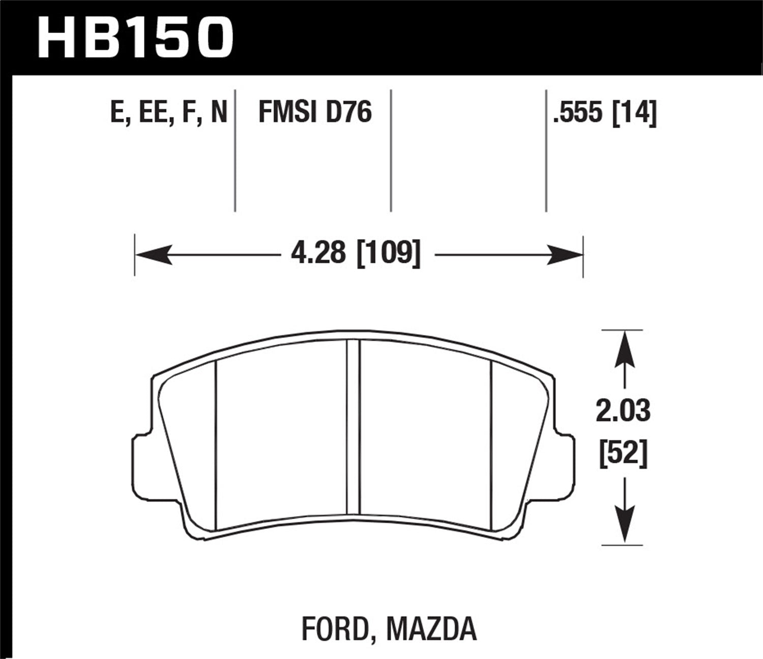 Hawk Performance HB150E.555 Blue 9012 Disc Brake Pad; 0.555 Thickness; Hawk Performance HB150E.555