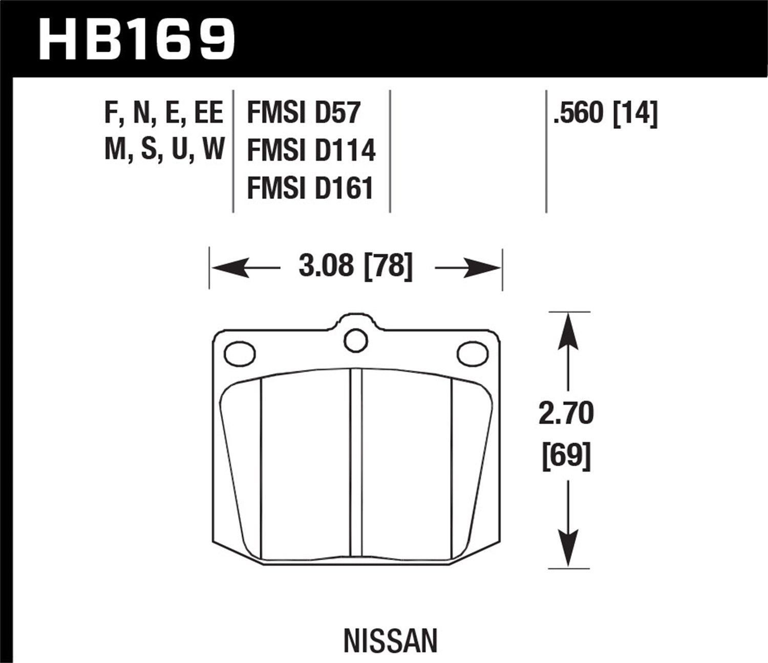 Hawk Performance HB169W.560 DTC-30 Disc Brake Pad; 0.560 Thickness; Hawk Performance HB169W.560