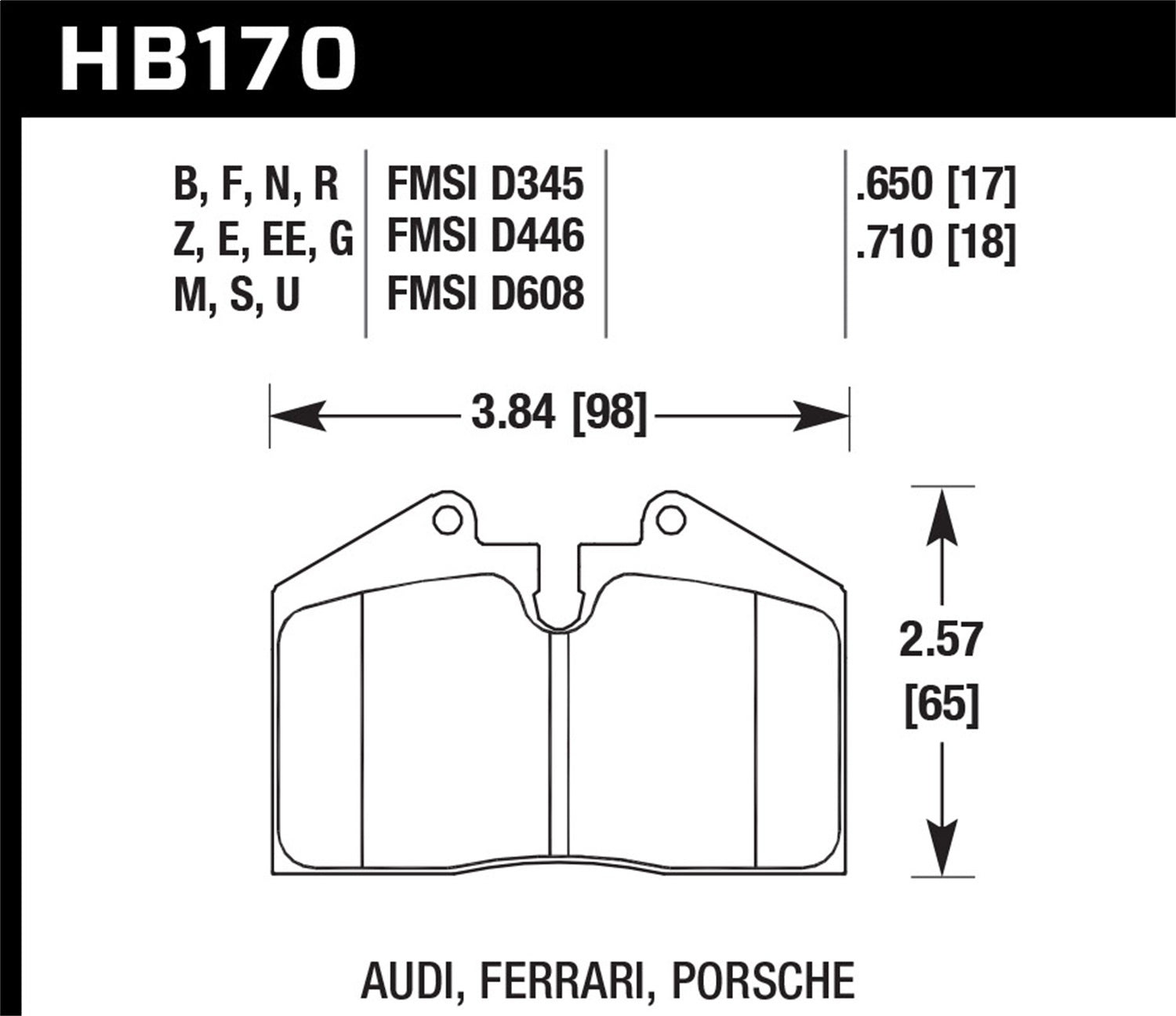 Hawk Performance HB170U.710 DTC-70 Disc Brake Pad; 0.710 Thickness; Hawk Performance HB170U.710