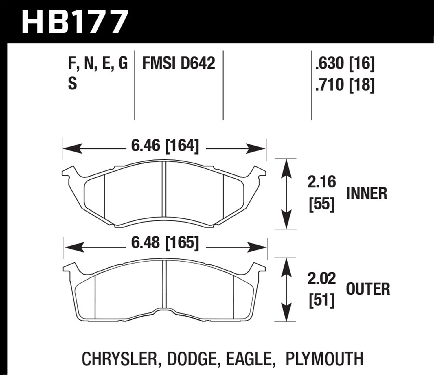 Hawk Performance HB177F.630 HPS Disc Brake Pad; 0.630 Thickness; Hawk Performance HB177F.630