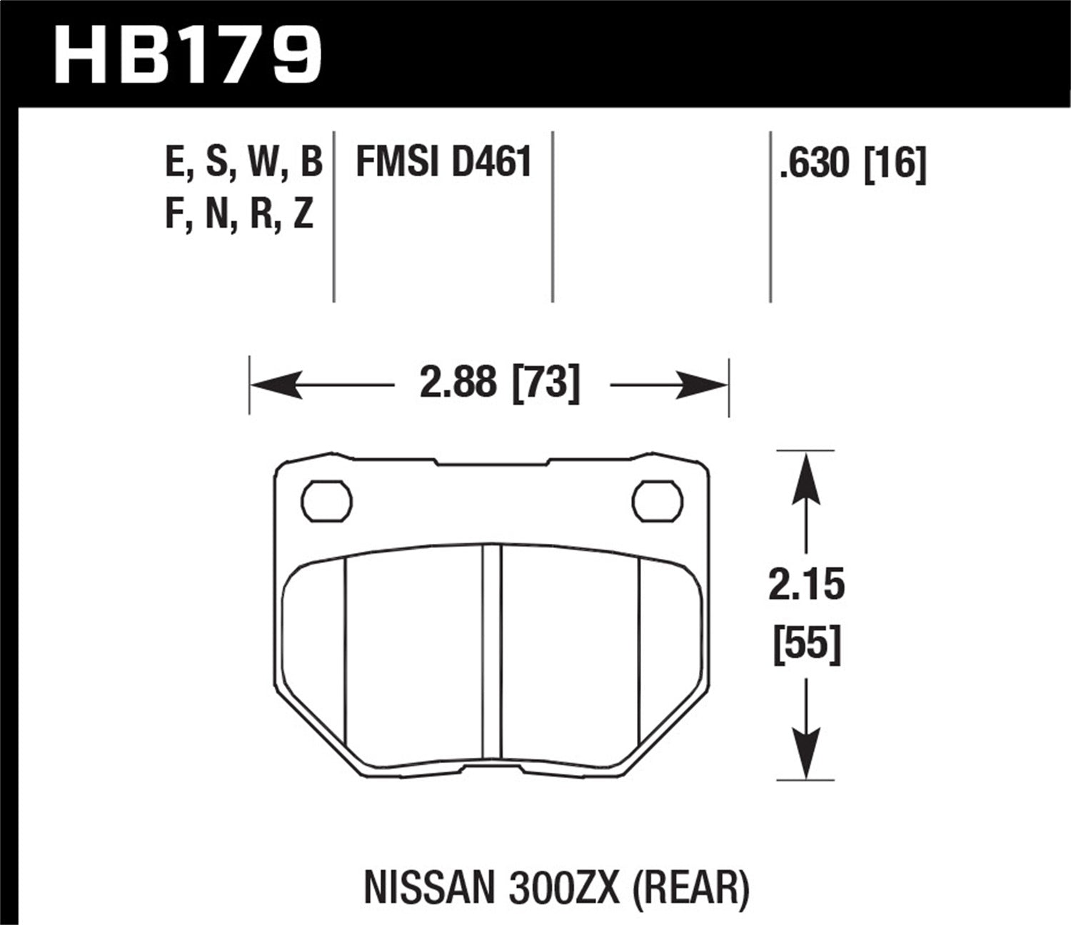 Hawk Performance HB179B.630 HPS 5.0 Disc Brake Pad; 0.630 Thickness; Hawk Performance HB179B.630