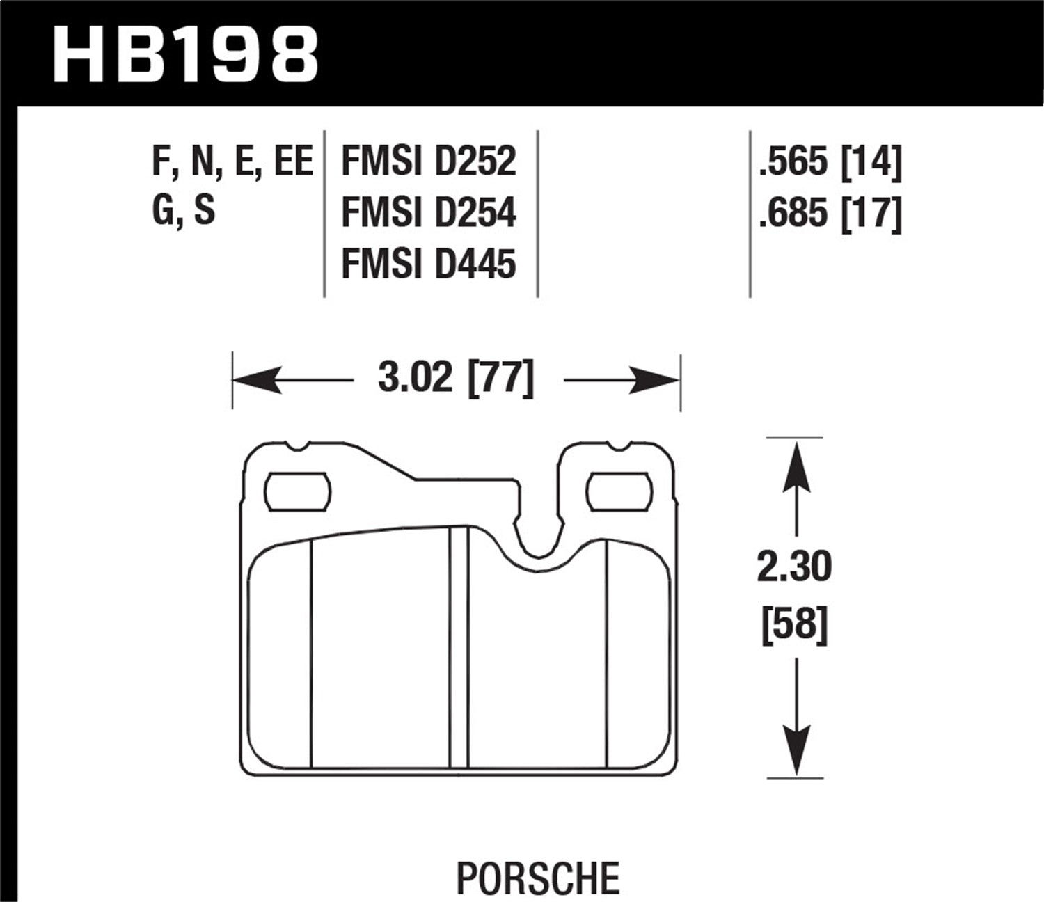 Hawk Performance HB198E.565 Blue 9012 Disc Brake Pad; 0.565 Thickness; Fits Porsche; Hawk Performance HB198E.565