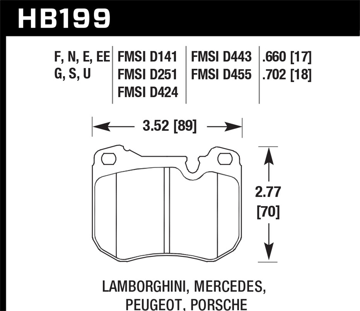 Hawk Performance HB199B.702 HPS 5.0 Disc Brake Pad; 0.702 Thickness; Hawk Performance HB199B.702