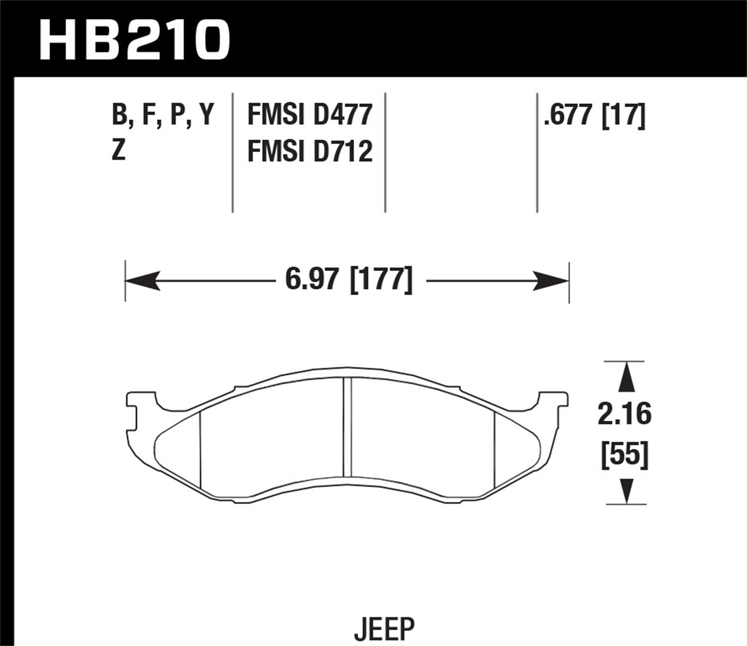 Hawk Performance HB210Y.677 LTS Disc Brake Pad; 0.677 Thickness; Hawk Performance HB210Y.677