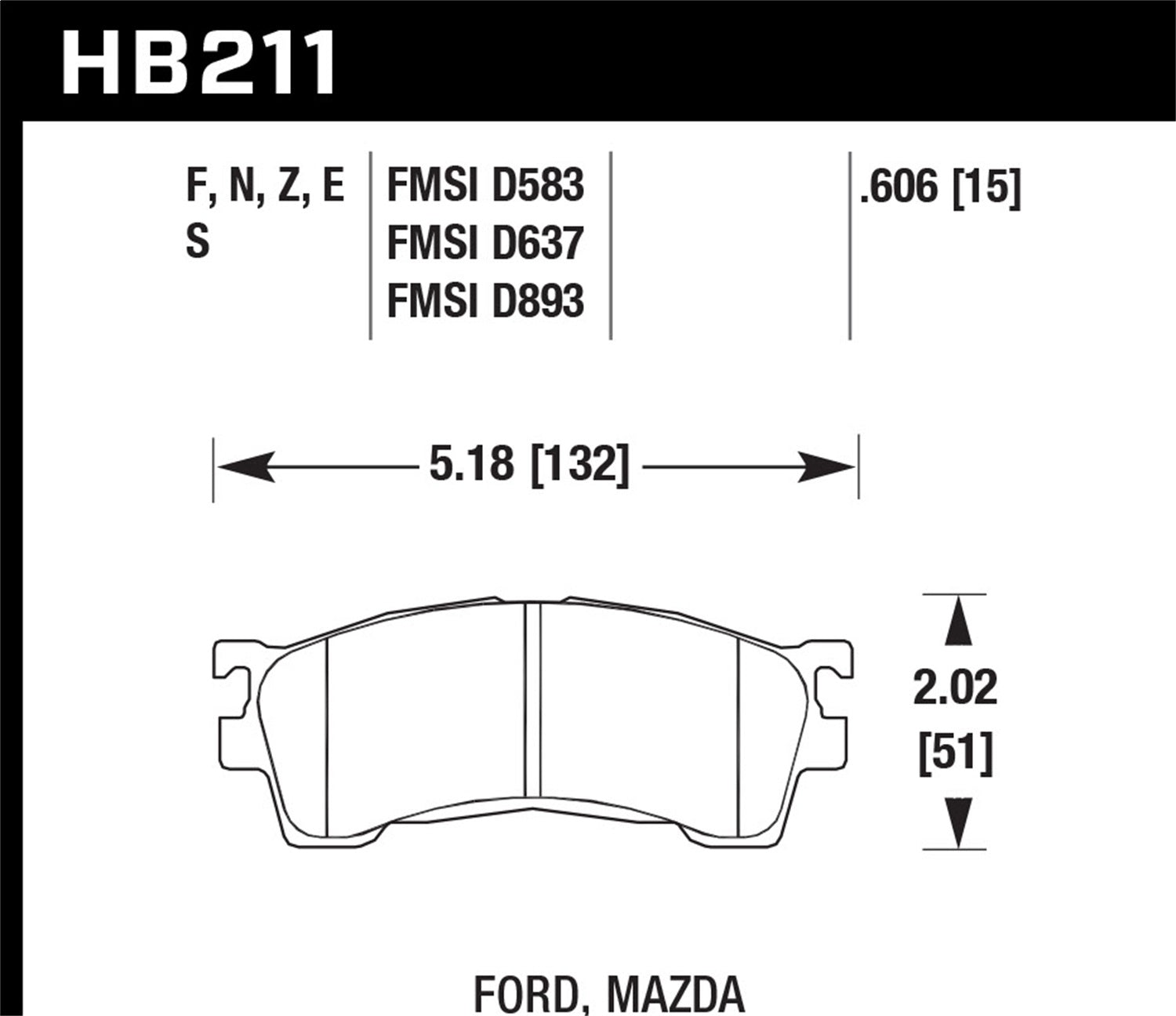Hawk Performance HB211S.634 HT-10 Disc Brake Pad; 0.634 Thickness; Hawk Performance HB211S.634