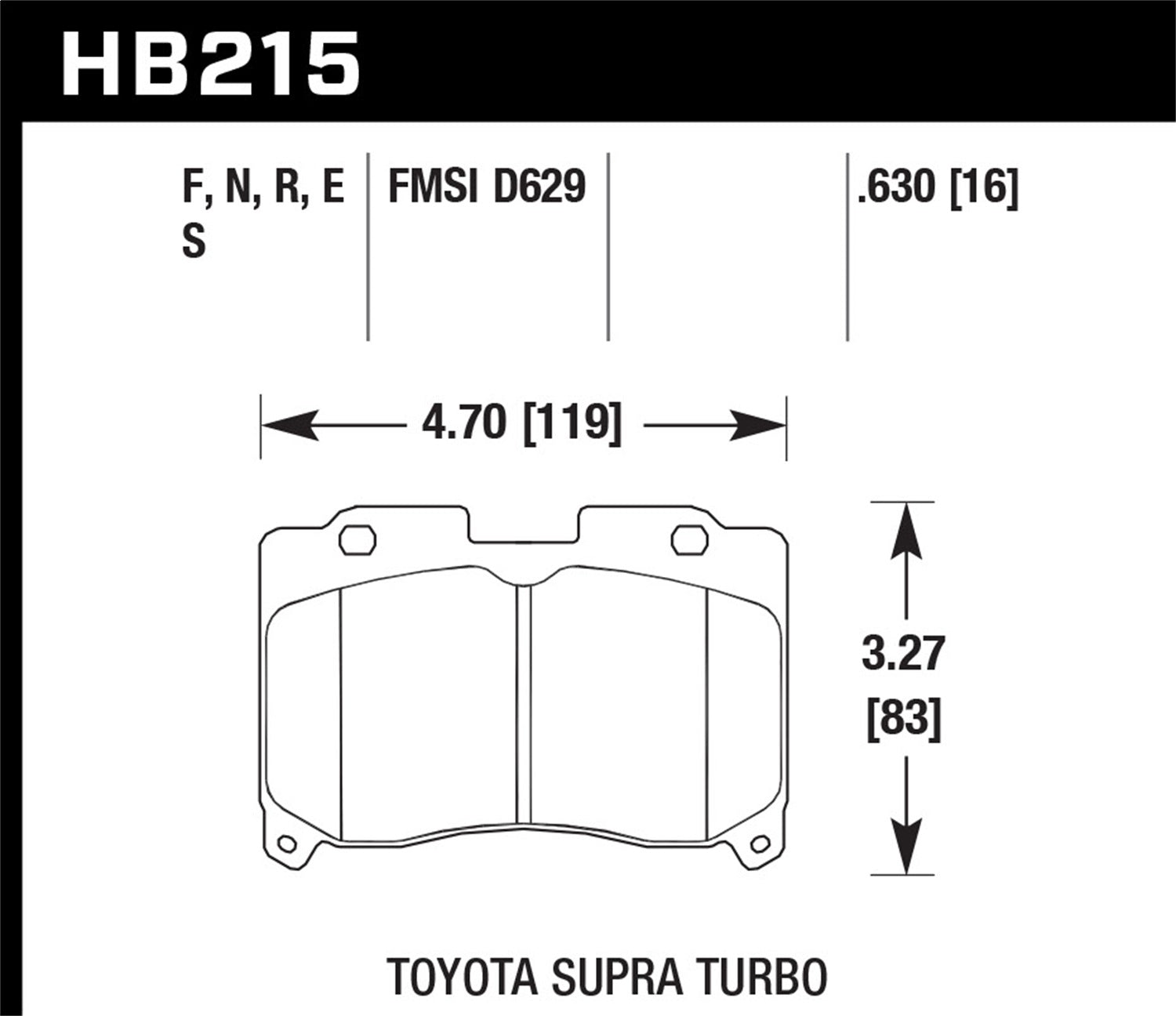 Hawk Performance HB215F.630 HPS Disc Brake Pad; 0.630 Thickness; Hawk Performance HB215F.630