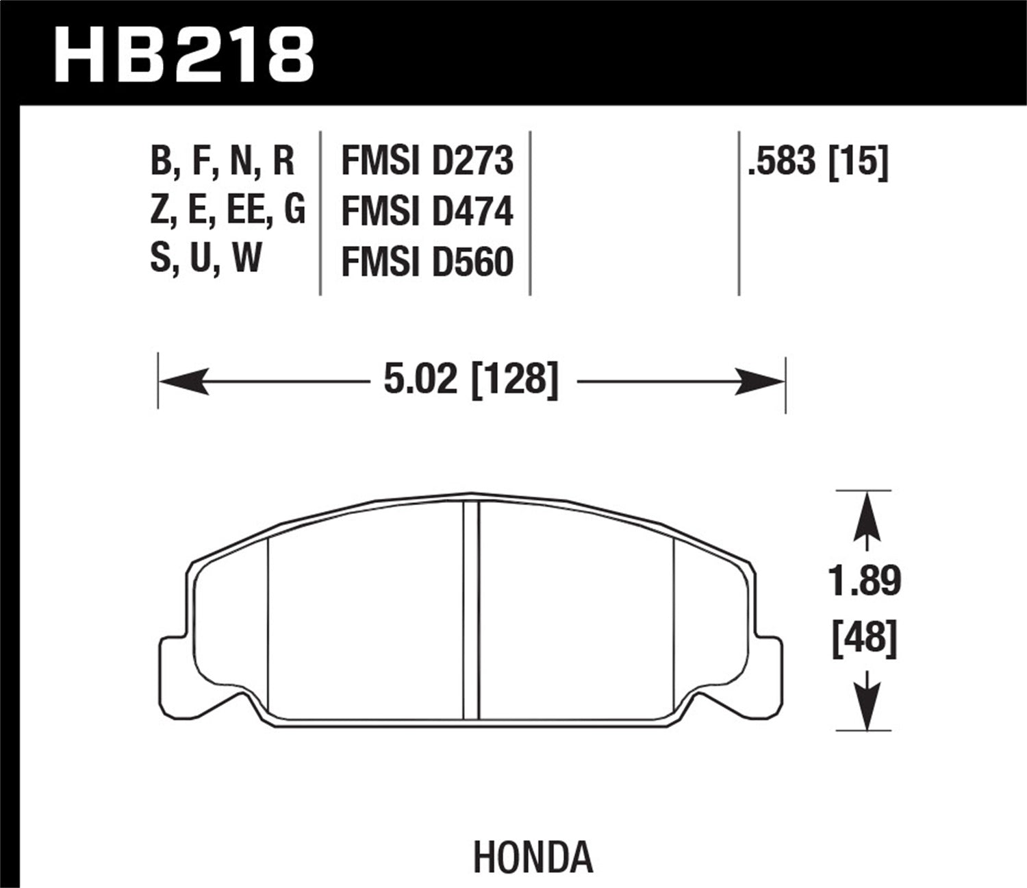 Hawk Performance HB218W.583 DTC-30 Disc Brake Pad; 0.583 Thickness; Hawk Performance HB218W.583