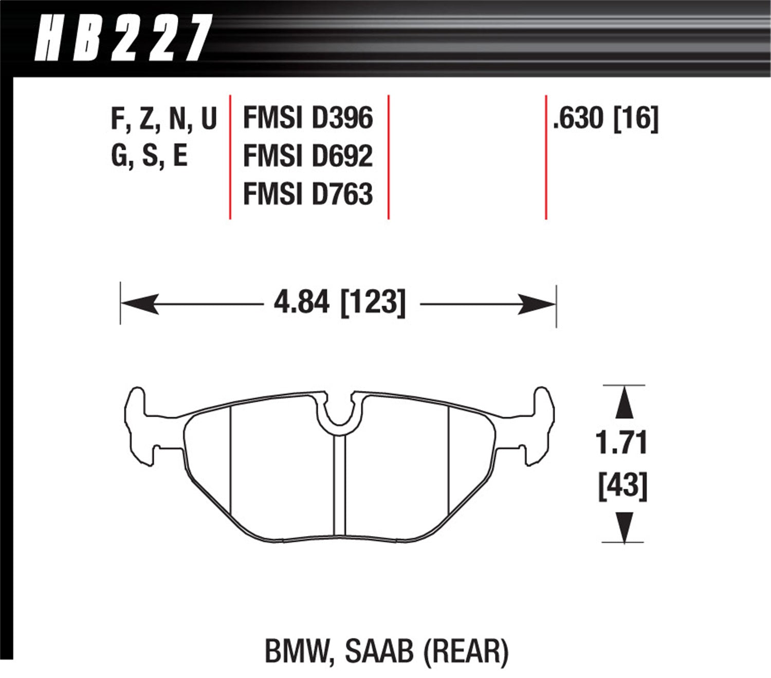 Hawk Performance HB227B.630 HPS 5.0 Disc Brake Pad; 0.630 Thickness; Hawk Performance HB227B.630