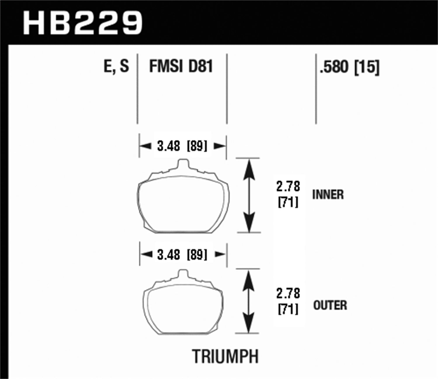 Hawk Performance HB229S.580 HT-10 Disc Brake Pad; 0.580 Thickness; Hawk Performance HB229S.580
