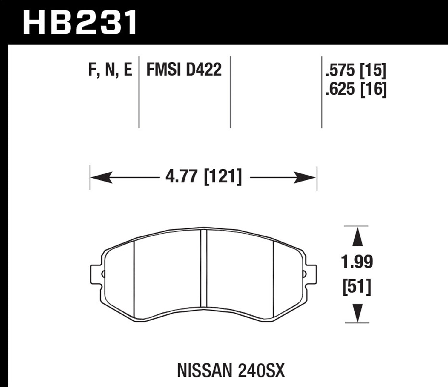 Hawk Performance HB231E.625 Blue 9012 Disc Brake Pad; 0.625 Thickness; Hawk Performance HB231E.625