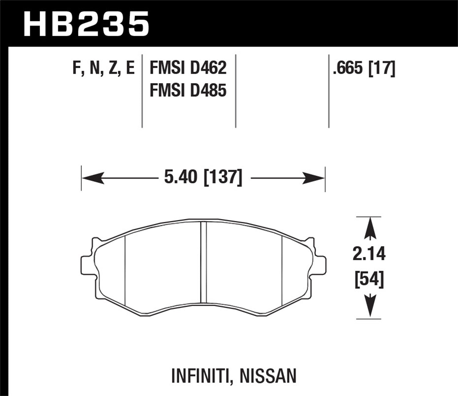 Hawk Performance HB235F.665 HPS Disc Brake Pad; 0.665 Thickness; Hawk Performance HB235F.665