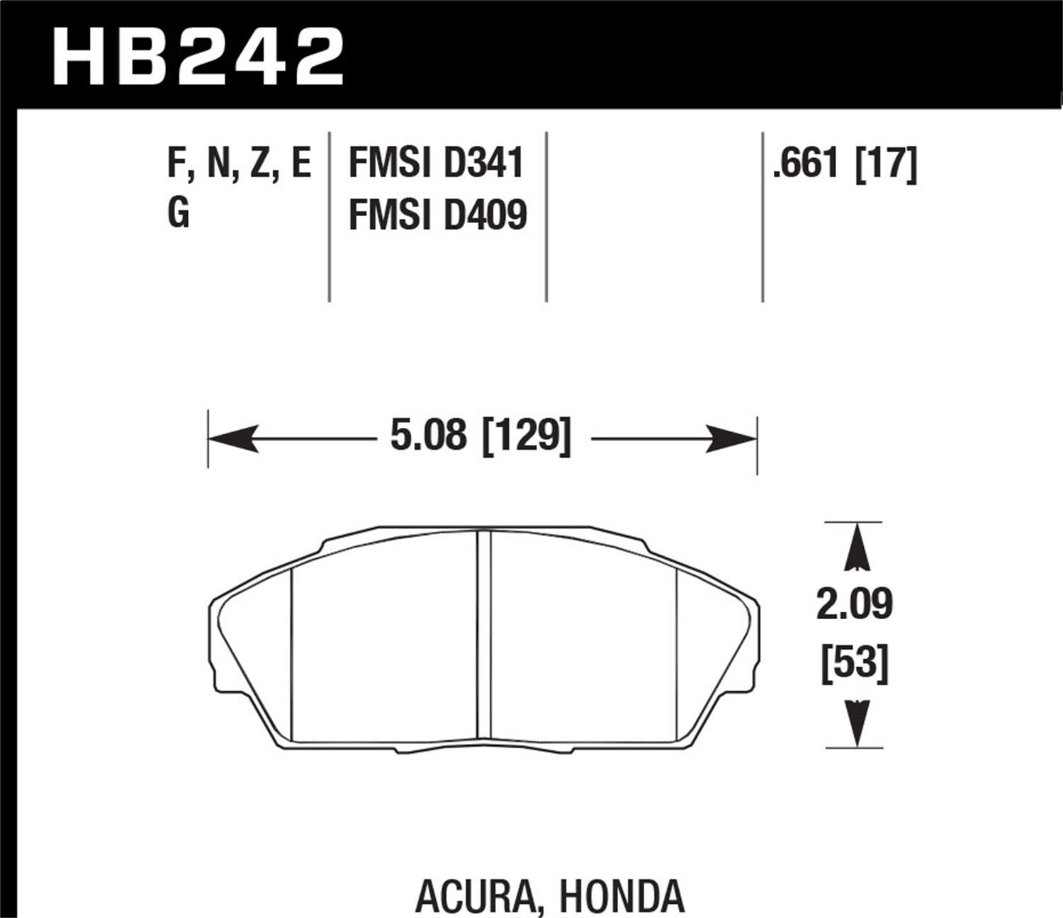 Hawk Performance HB242Z.661 Performance Ceramic Disc Brake Pad; 0.661 Thickness; Hawk Performance HB242Z.661