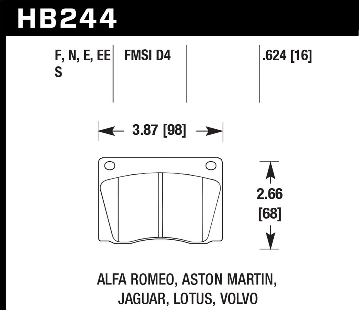 Hawk Performance HB244E.624 Blue 9012 Disc Brake Pad; 0.624 Thickness; Hawk Performance HB244E.624
