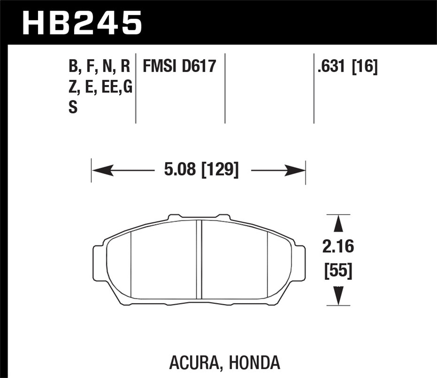Hawk Performance HB245G.631 DTC-60 Disc Brake Pad; 0.631 Thickness; Hawk Performance HB245G.631