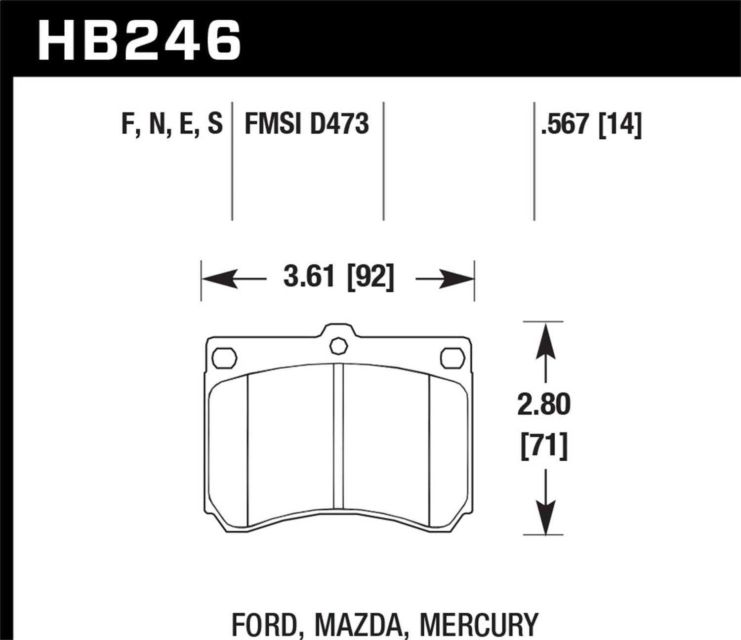 Hawk Performance HB246S.567 HT-10 Disc Brake Pad; 0.567 Thickness; Hawk Performance HB246S.567