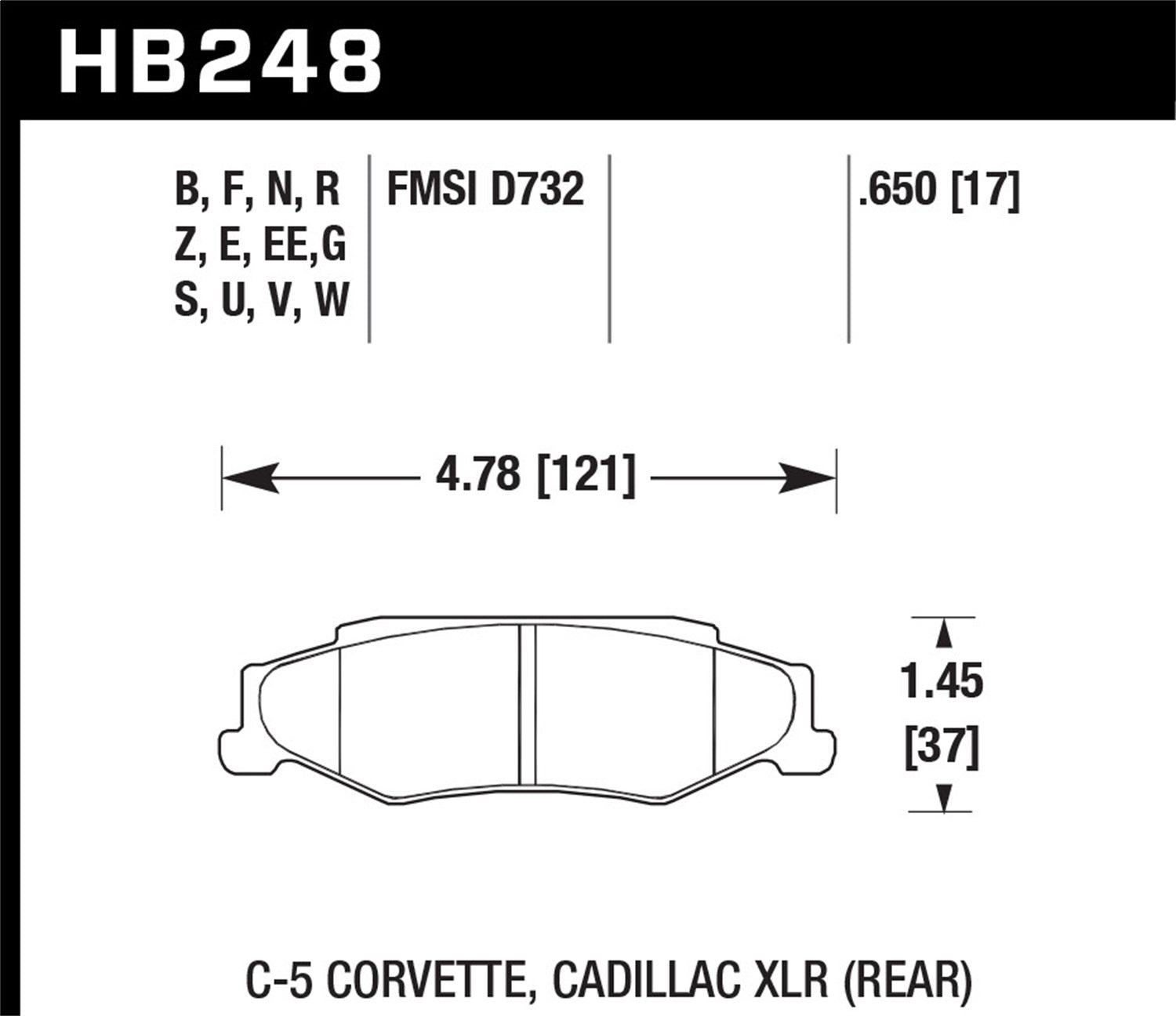 Hawk Performance HB248R.650 Street Race Disc Brake Pad; 0.650 Thickness; Hawk Performance HB248R.650