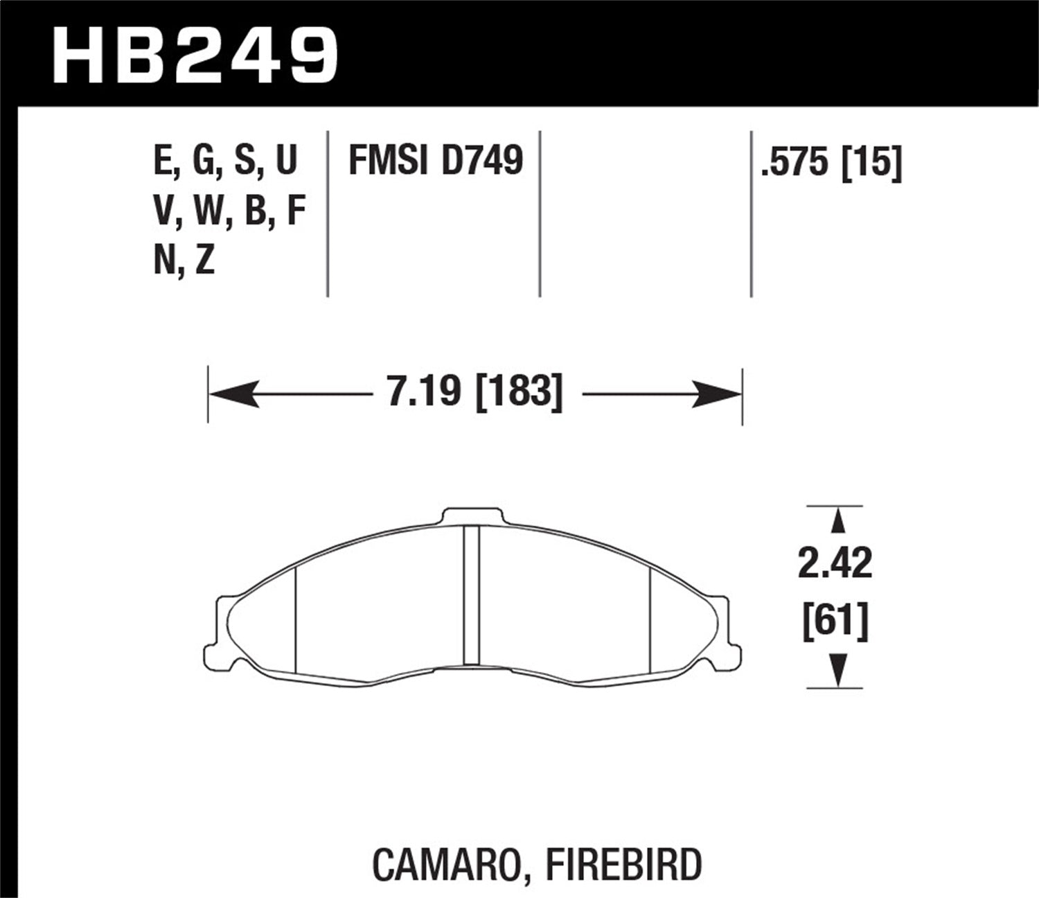 Hawk Performance HB249W.575 DTC-30 Disc Brake Pad; 0.575 Thickness; Hawk Performance HB249W.575