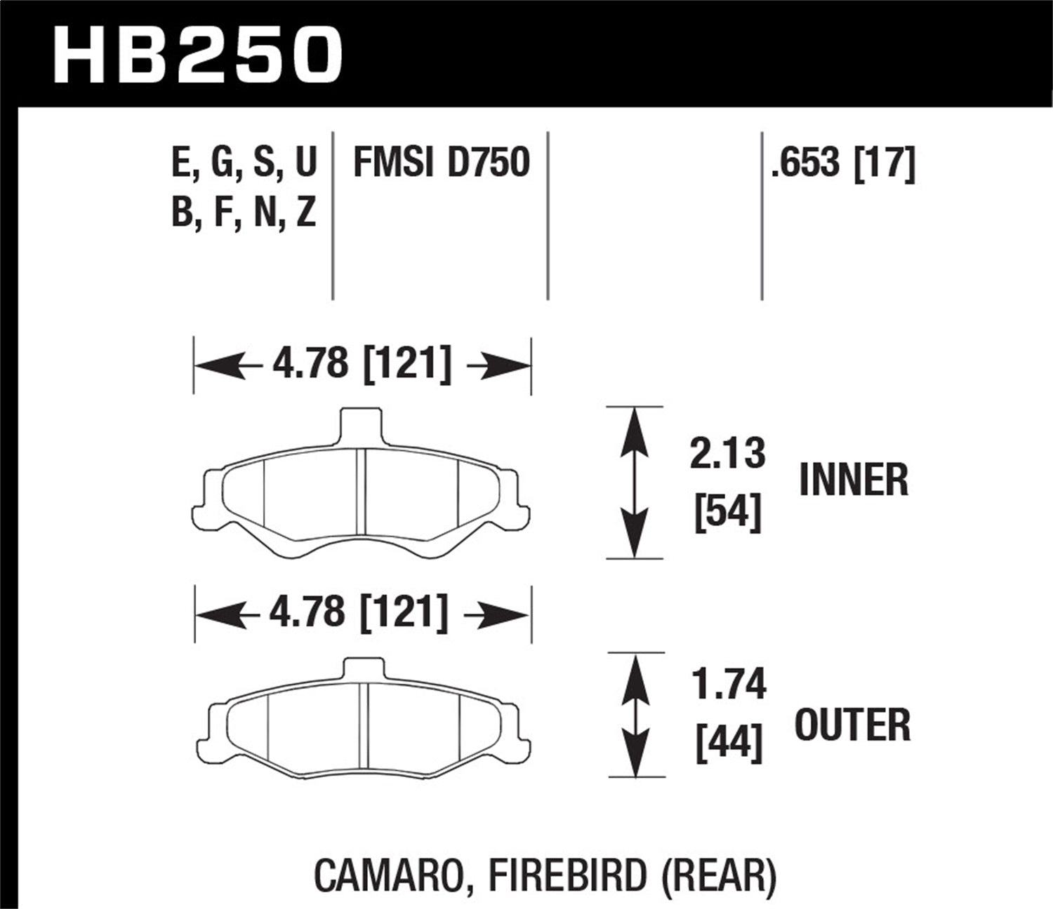 Hawk Performance HB250G.653 DTC-60 Disc Brake Pad; 0.653 Thickness; Hawk Performance HB250G.653