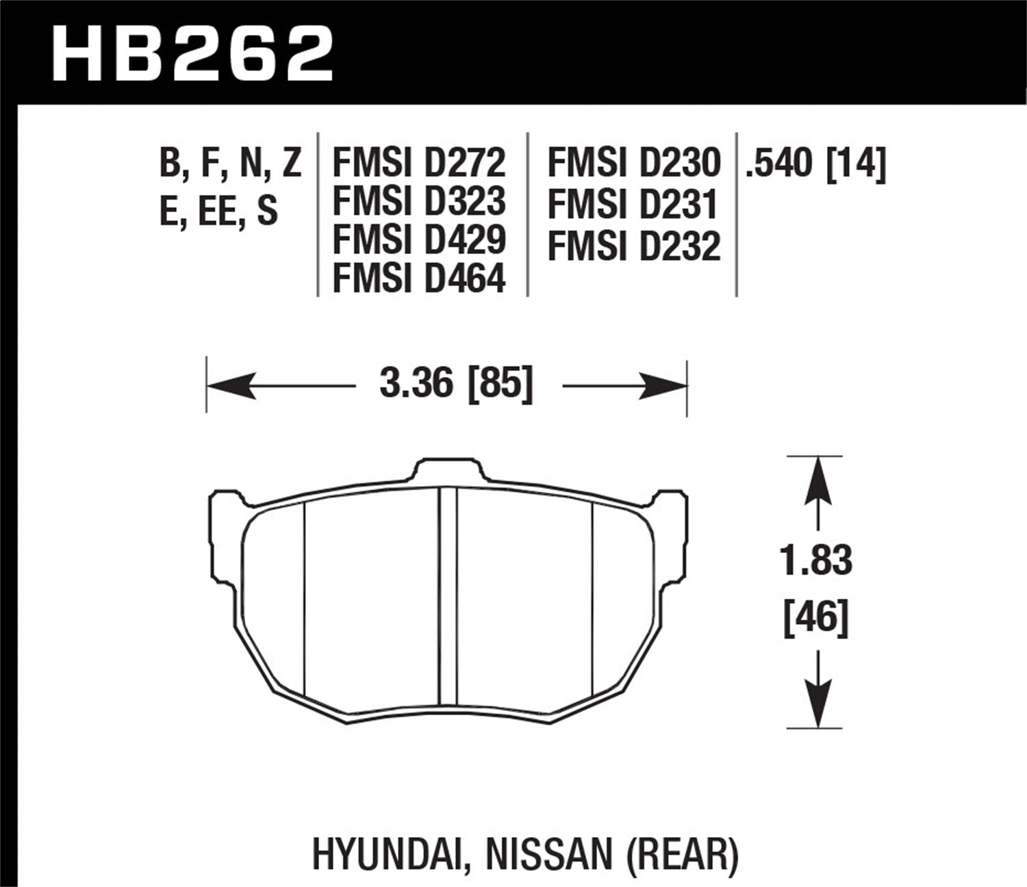 Hawk Performance HB262E.540 Blue 9012 Disc Brake Pad; 0.540 Thickness; Hawk Performance HB262E.540
