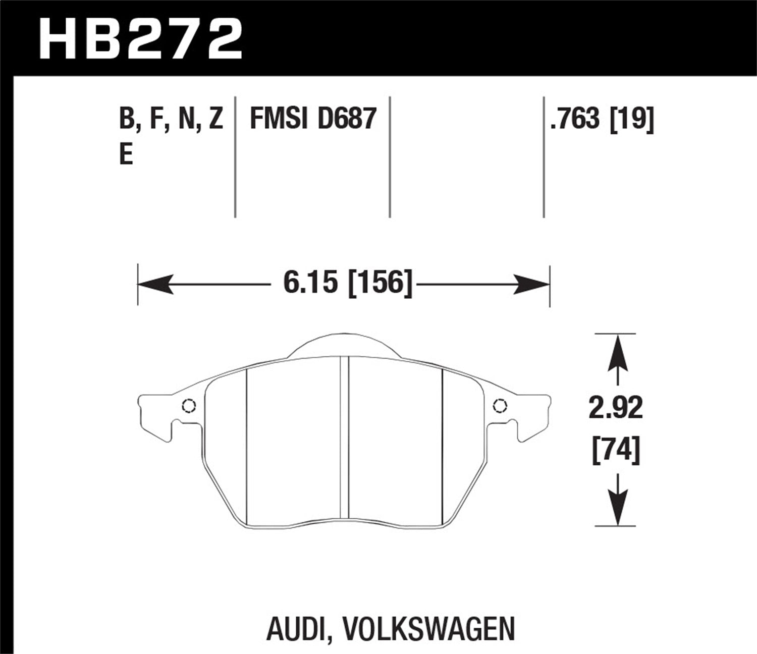 Hawk Performance HB272F.763 HPS Disc Brake Pad; 0.763 Thickness; Hawk Performance HB272F.763