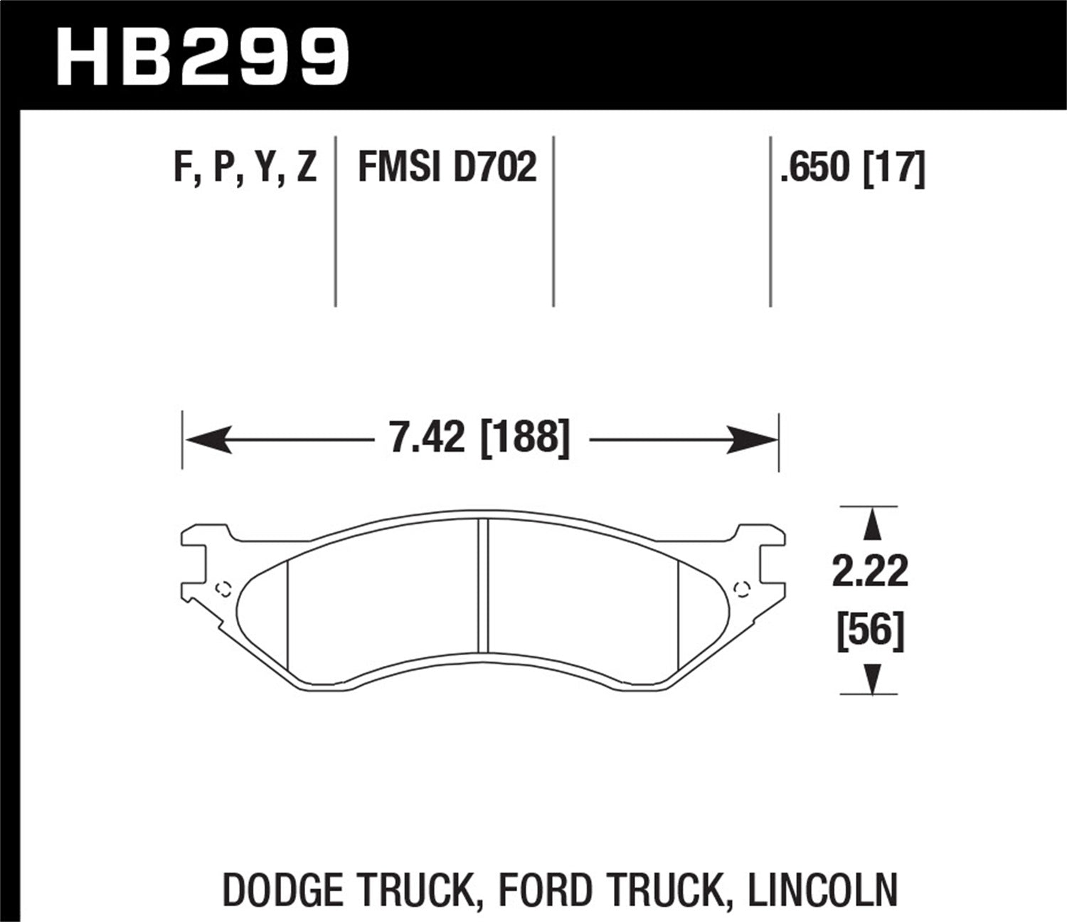 Hawk Performance HB299P.650 SuperDuty Disc Brake Pad; 0.650 Thickness; Hawk Performance HB299P.650
