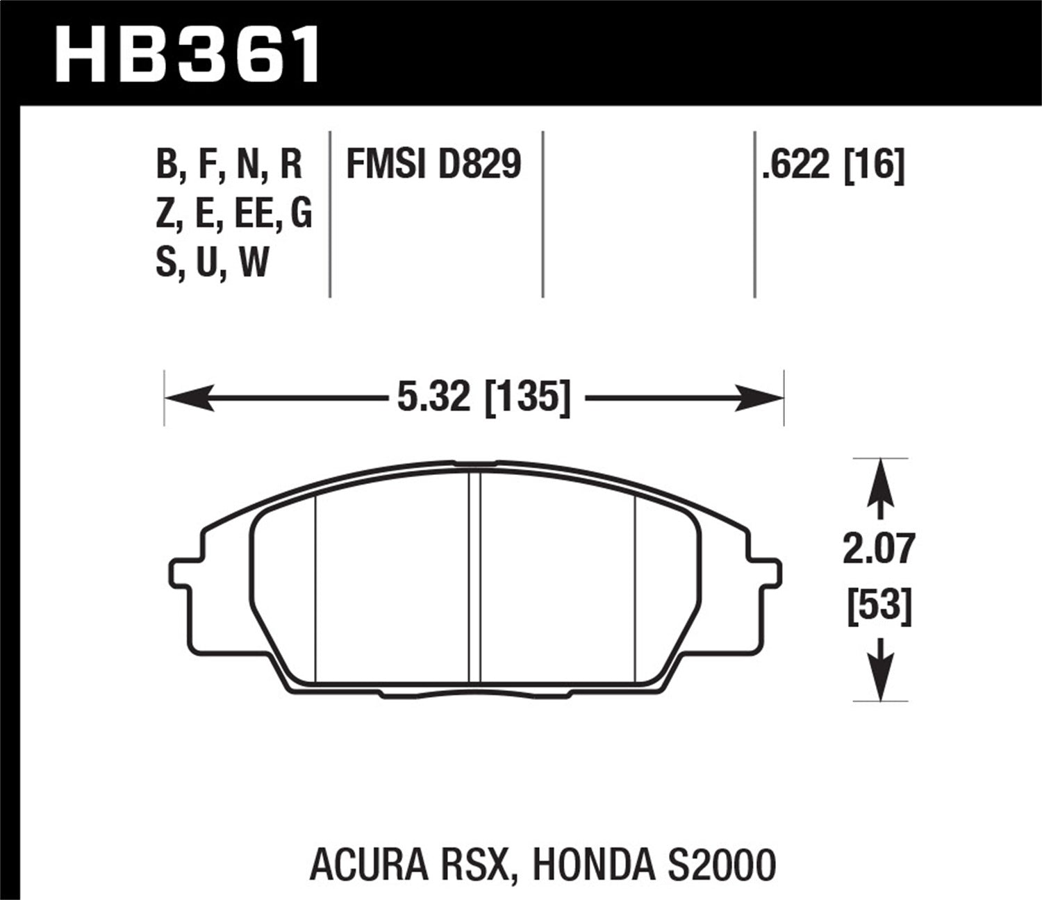 Hawk Performance HB361N.622 HP Plus Disc Brake Pad; 0.622 Thickness; Hawk Performance HB361N.622
