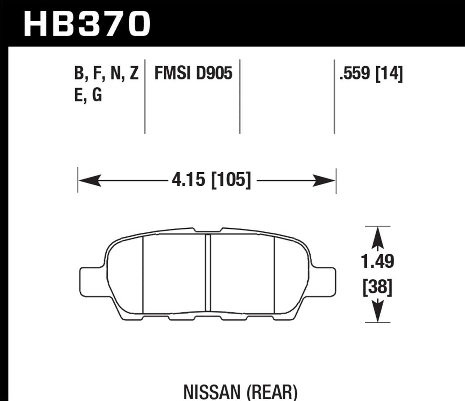 Hawk Performance HB370F.559 HPS Disc Brake Pad; 0.559 Thickness; Hawk Performance HB370F.559