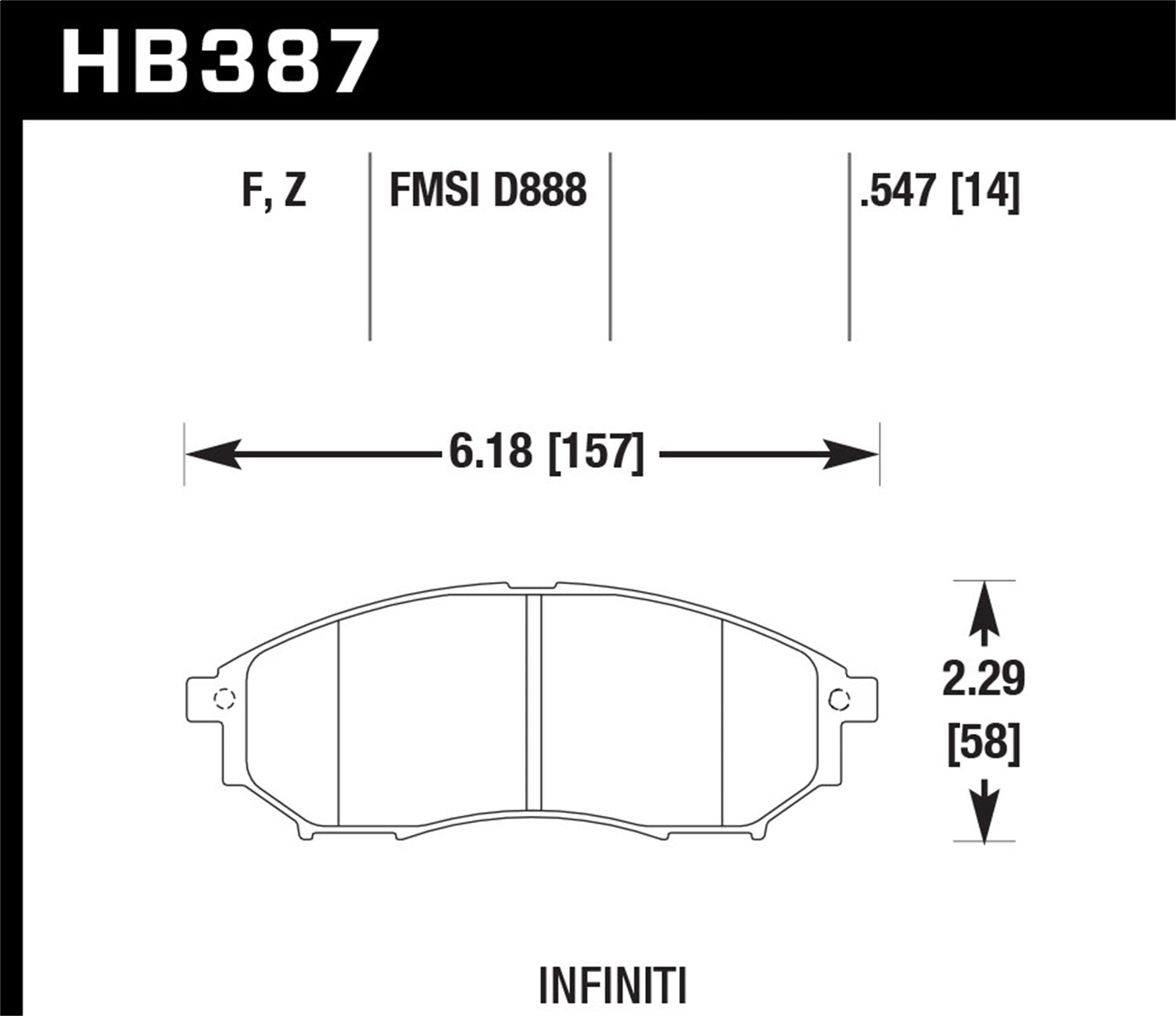 Hawk Performance HB387F.547 HPS Disc Brake Pad; 0.547 Thickness; Hawk Performance HB387F.547