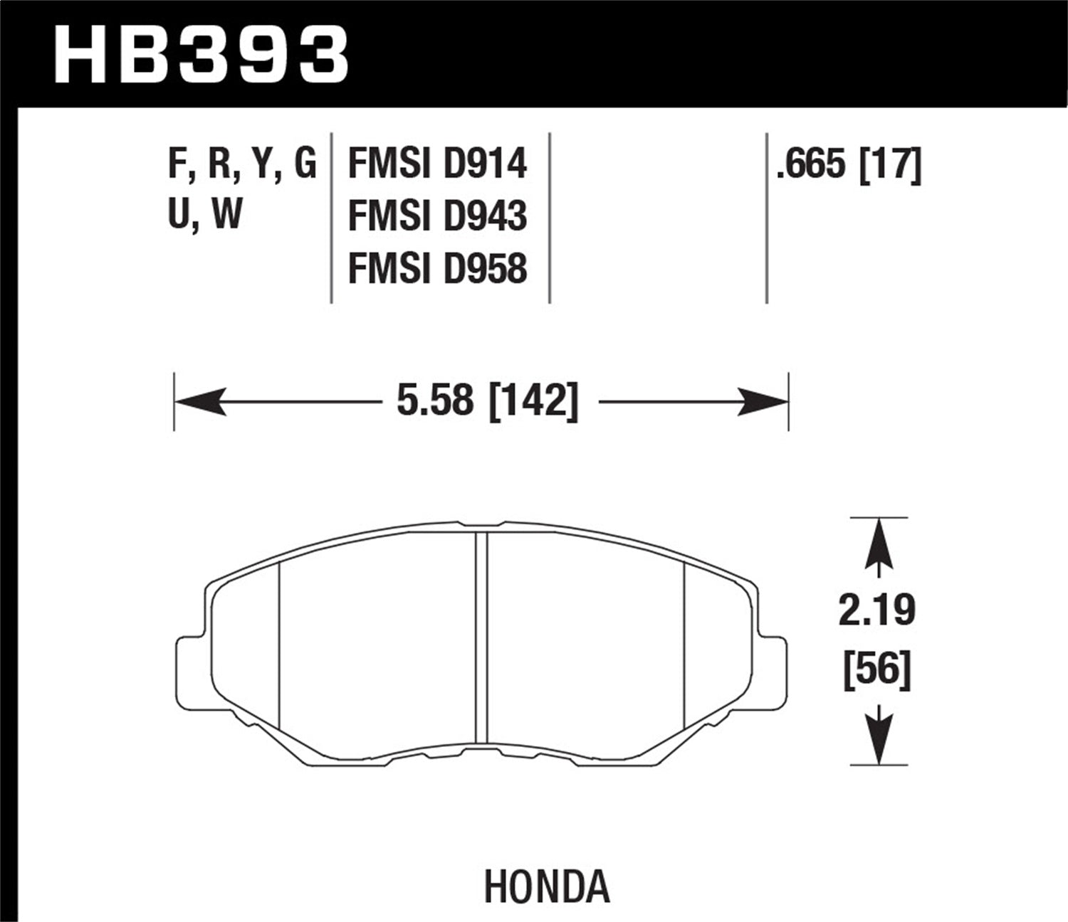 Hawk Performance HB393G.665 DTC-60 Disc Brake Pad; 0.665 Thickness; Hawk Performance HB393G.665