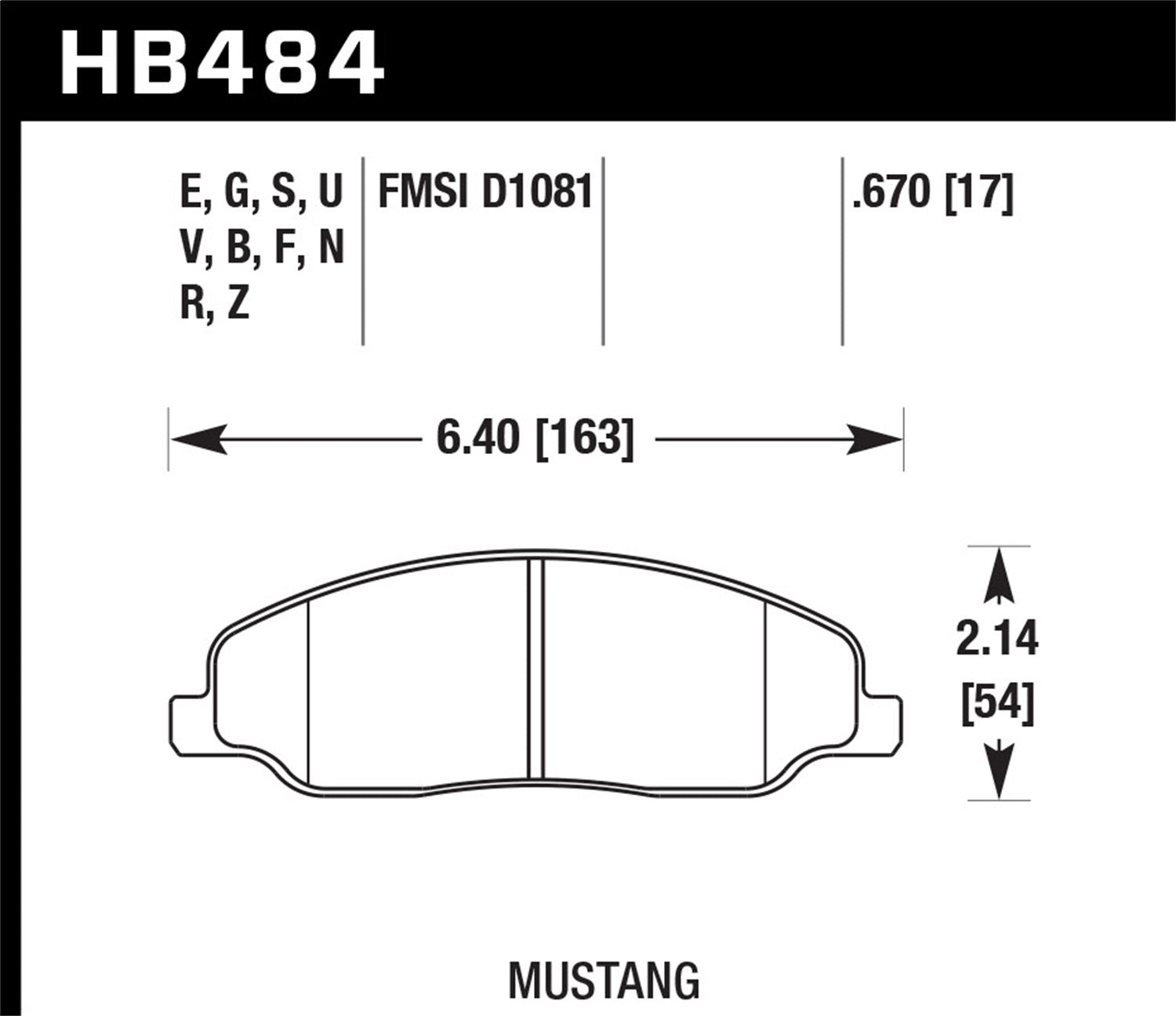 Hawk Performance HB484F.670 HPS Disc Brake Pad; 0.670 Thickness; Hawk Performance HB484F.670