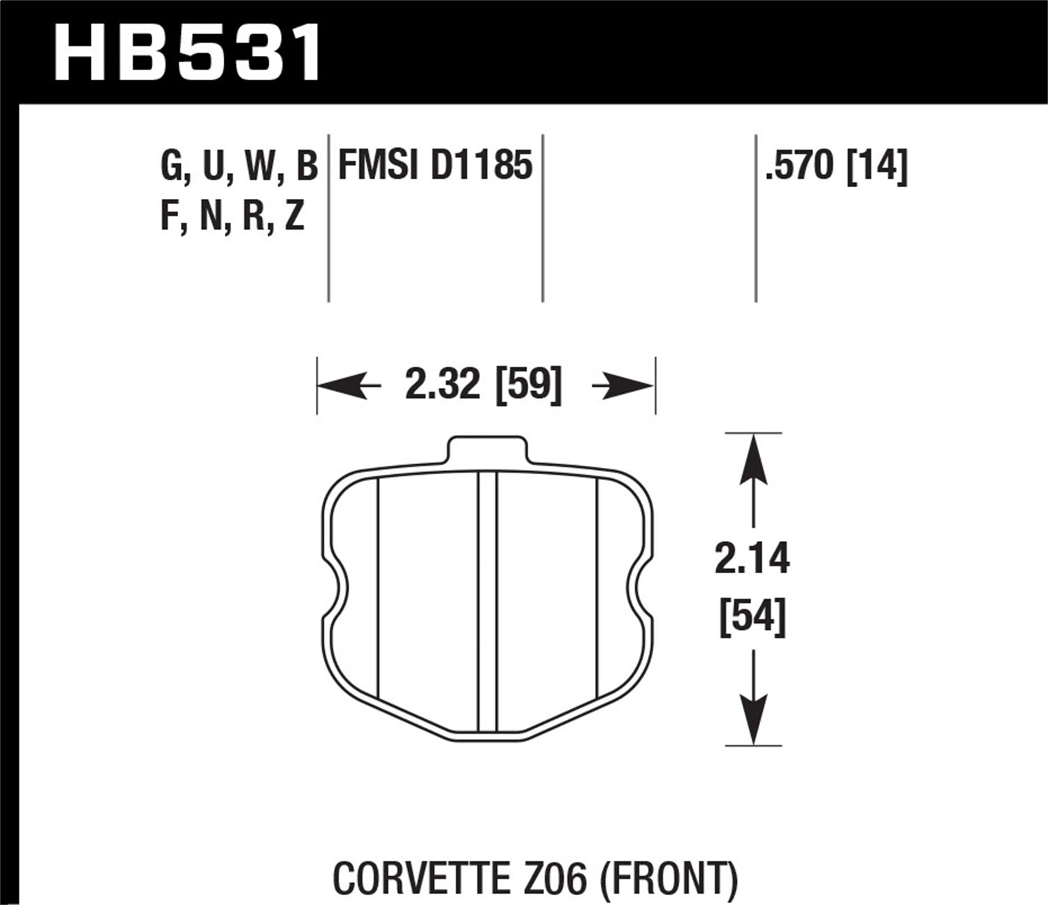 Hawk Performance HB531Z.570 Performance Ceramic Disc Brake Pad; 0.570 Thickness; Hawk Performance HB531Z.570