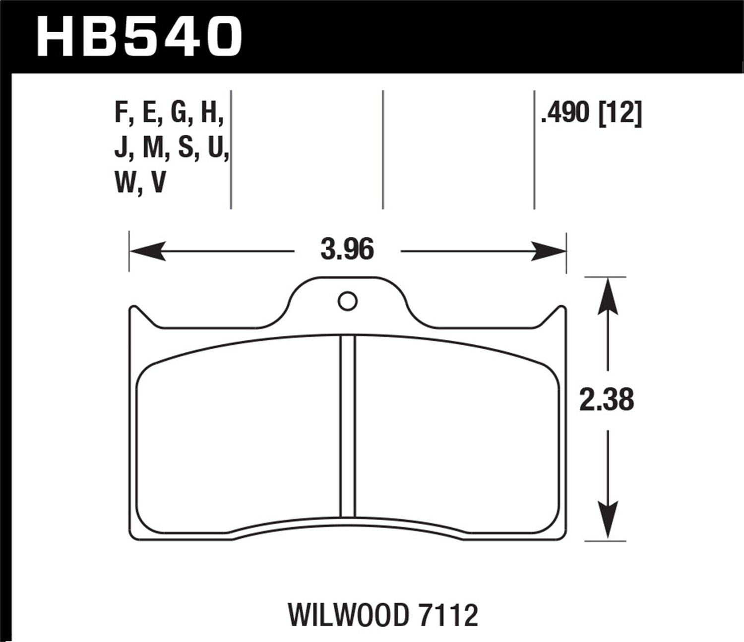 Hawk Performance HB540G.490 DTC-60 Disc Brake Pad; 0.490 Thickness; Fits Wilwood; BDL w/Cotter Pin; Hawk Performance HB540G.490