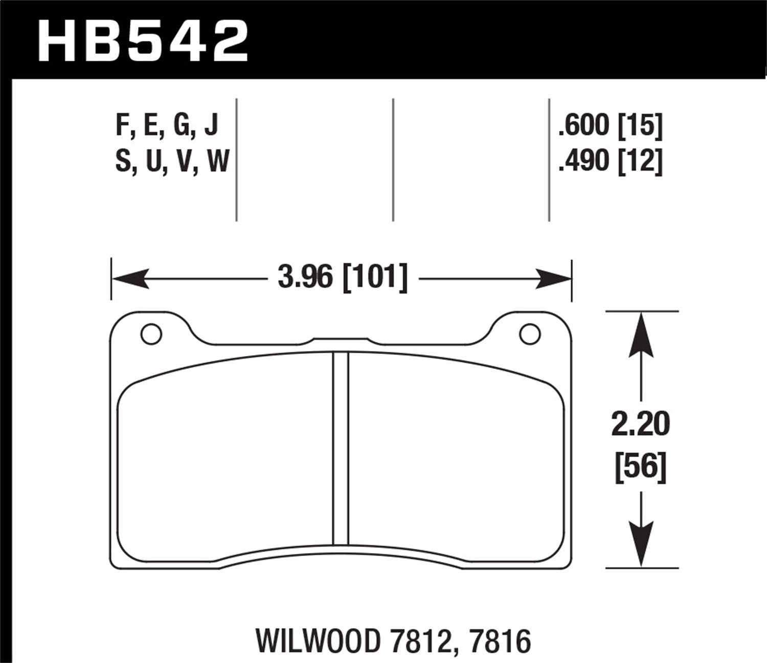 Hawk Performance HB542G.600 DTC-60 Disc Brake Pad; 0.600 Thickness; Fits Wilwood; Hawk Performance HB542G.600