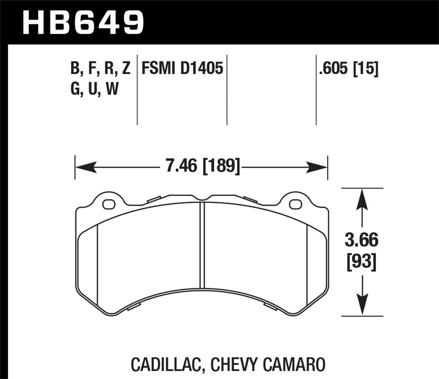Hawk Performance HB649G.605 DTC-60 Disc Brake Pad; 0.605 Thickness; Hawk Performance HB649G.605