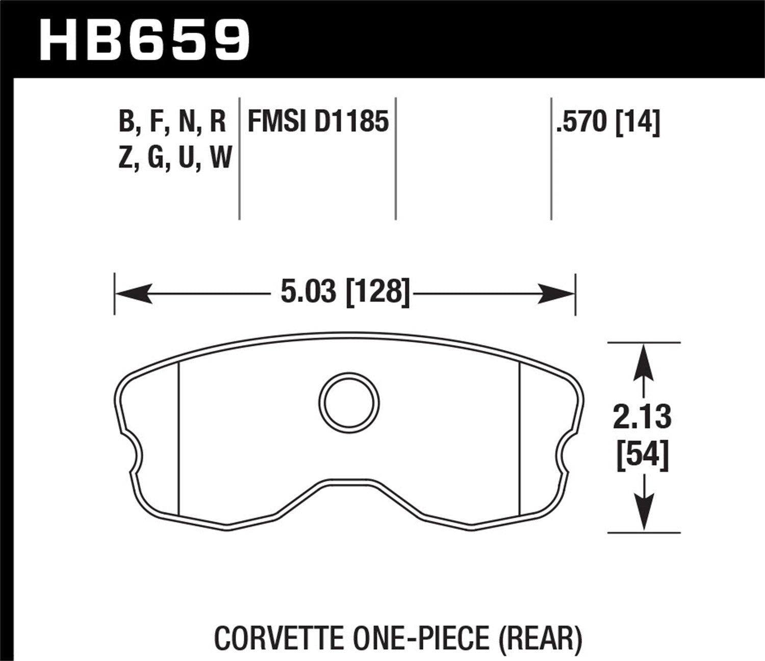 Hawk Performance HB659Z.570 Performance Ceramic Disc Brake Pad; 0.570 Thickness; 1 pc. Pads; Hawk Performance HB659Z.570