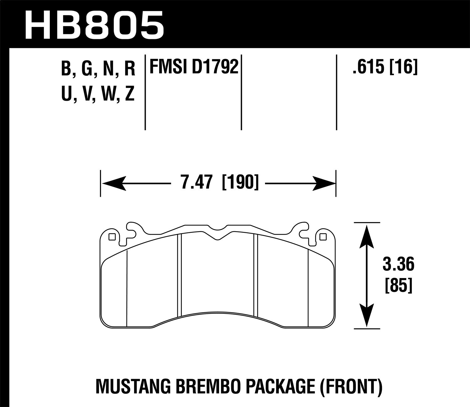 Hawk Performance HB805V.615 DTC-50 Disc Brake Pad; 0.615 Thickness; Hawk Performance HB805V.615