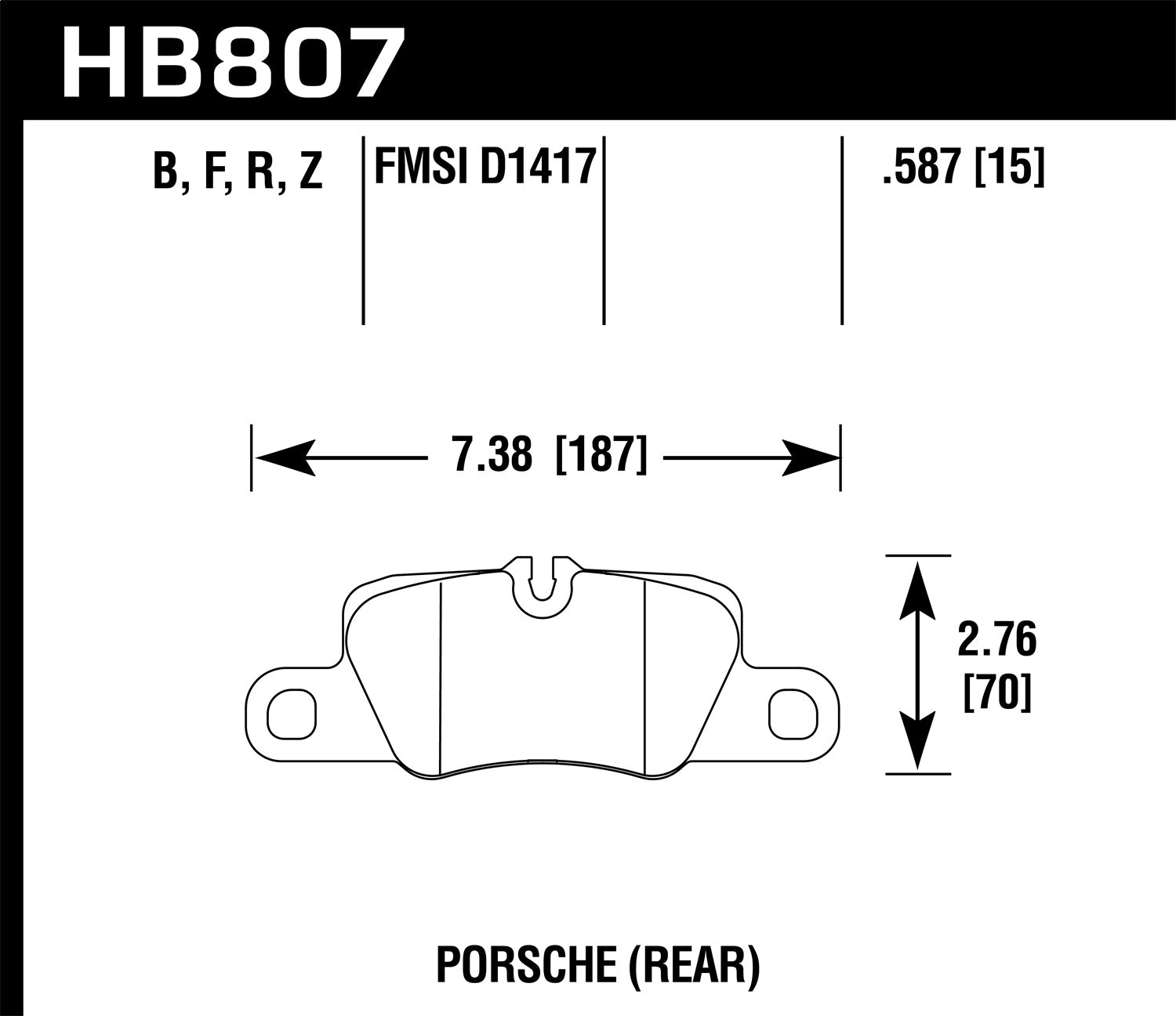 Hawk Performance HB807Z.587 Performance Ceramic Disc Brake Pad; 0.587 Thickness; Hawk Performance HB807Z.587