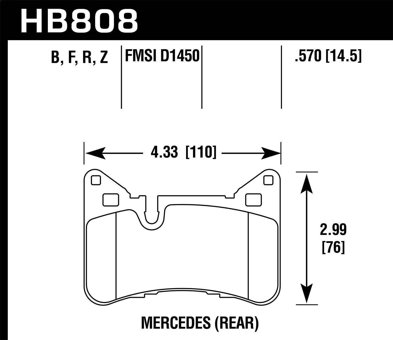 Hawk Performance HB808R.570 Street Race Disc Brake Pad; 0.570 Thickness; Hawk Performance HB808R.570